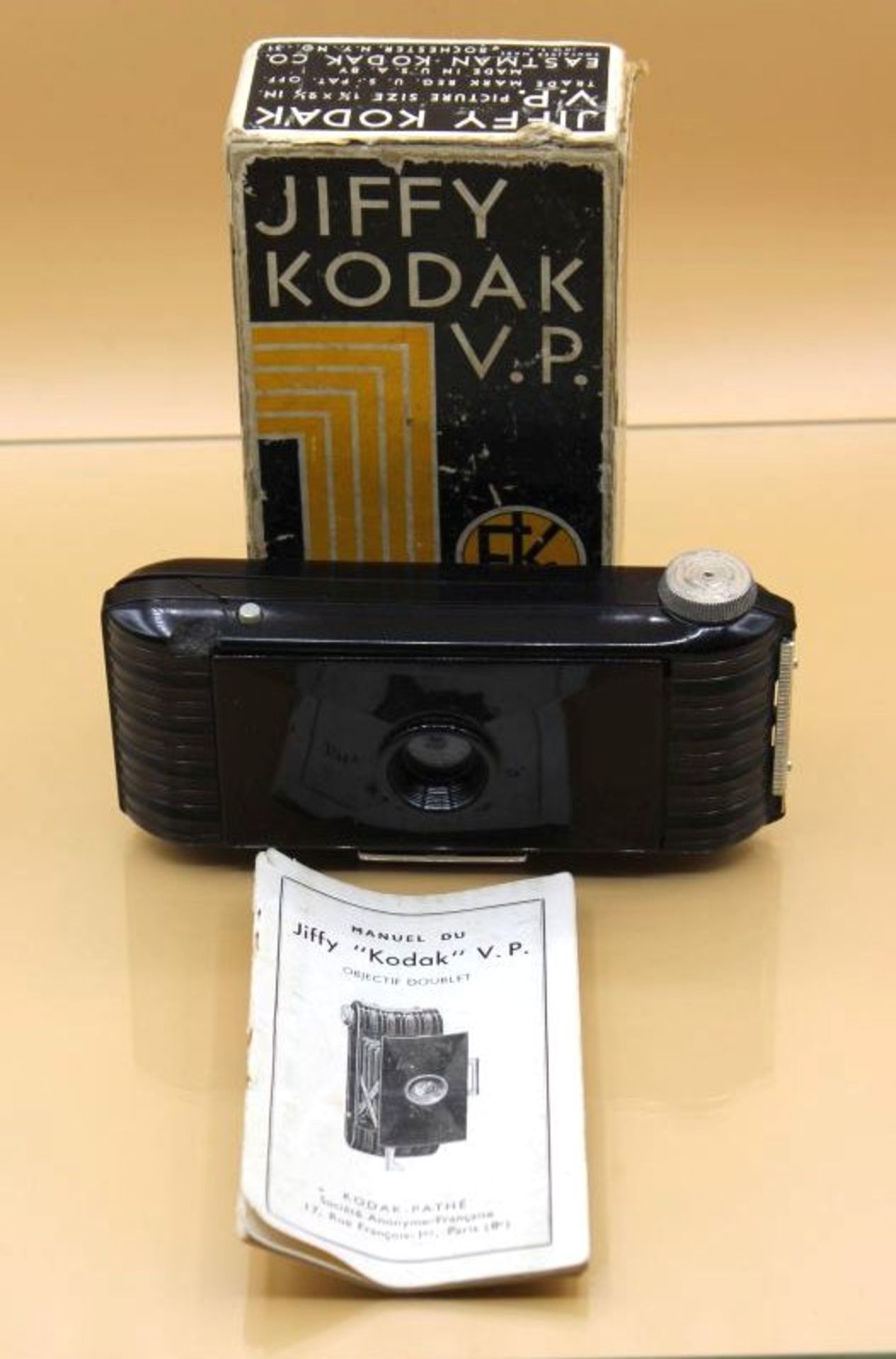 Balgenkamera, Jiffy Kodak, orig. Karton, Gehäuse beschädigt