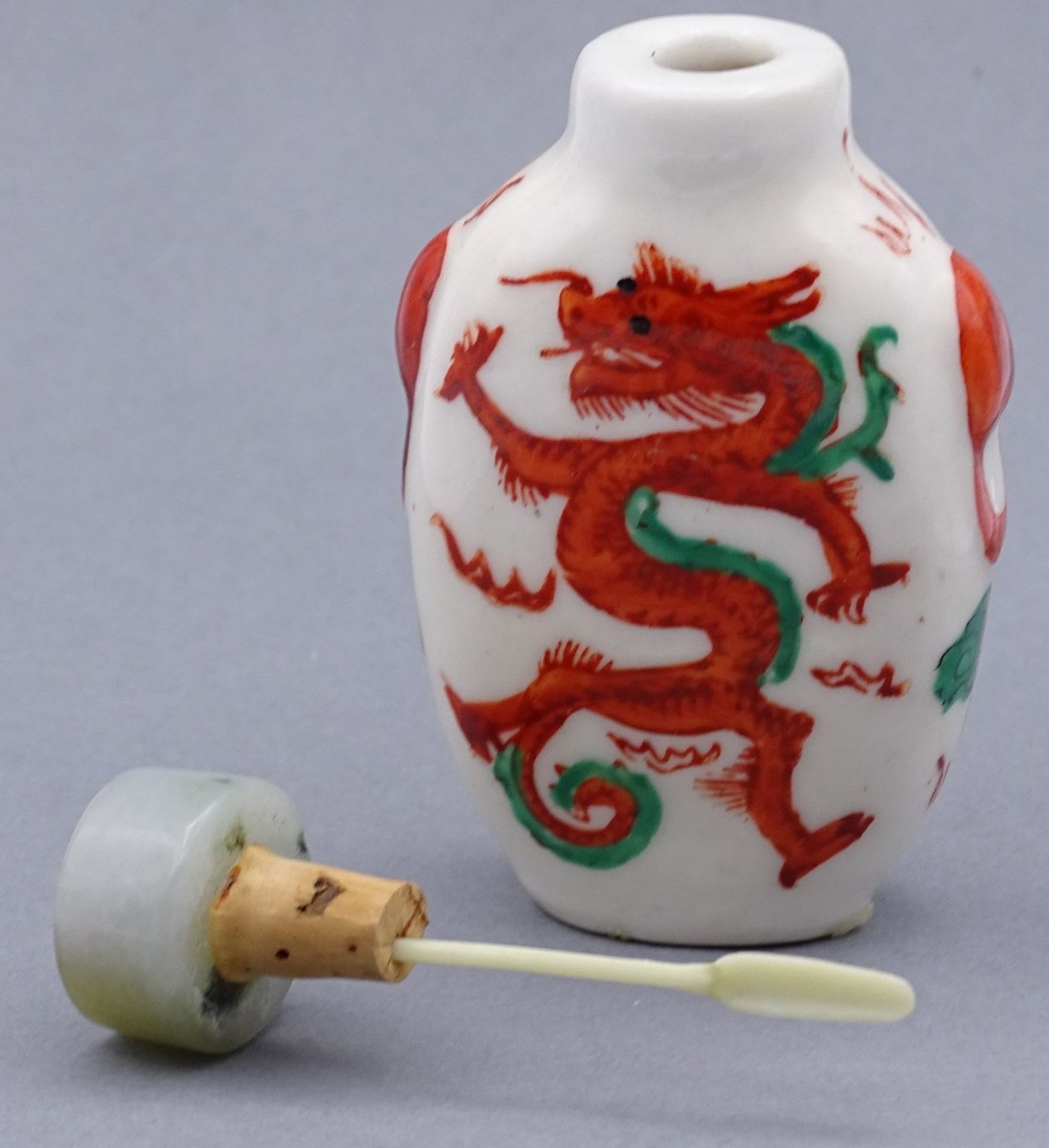 Snuff-Bottle, roter Drache, China, H-7 cm - Bild 6 aus 7