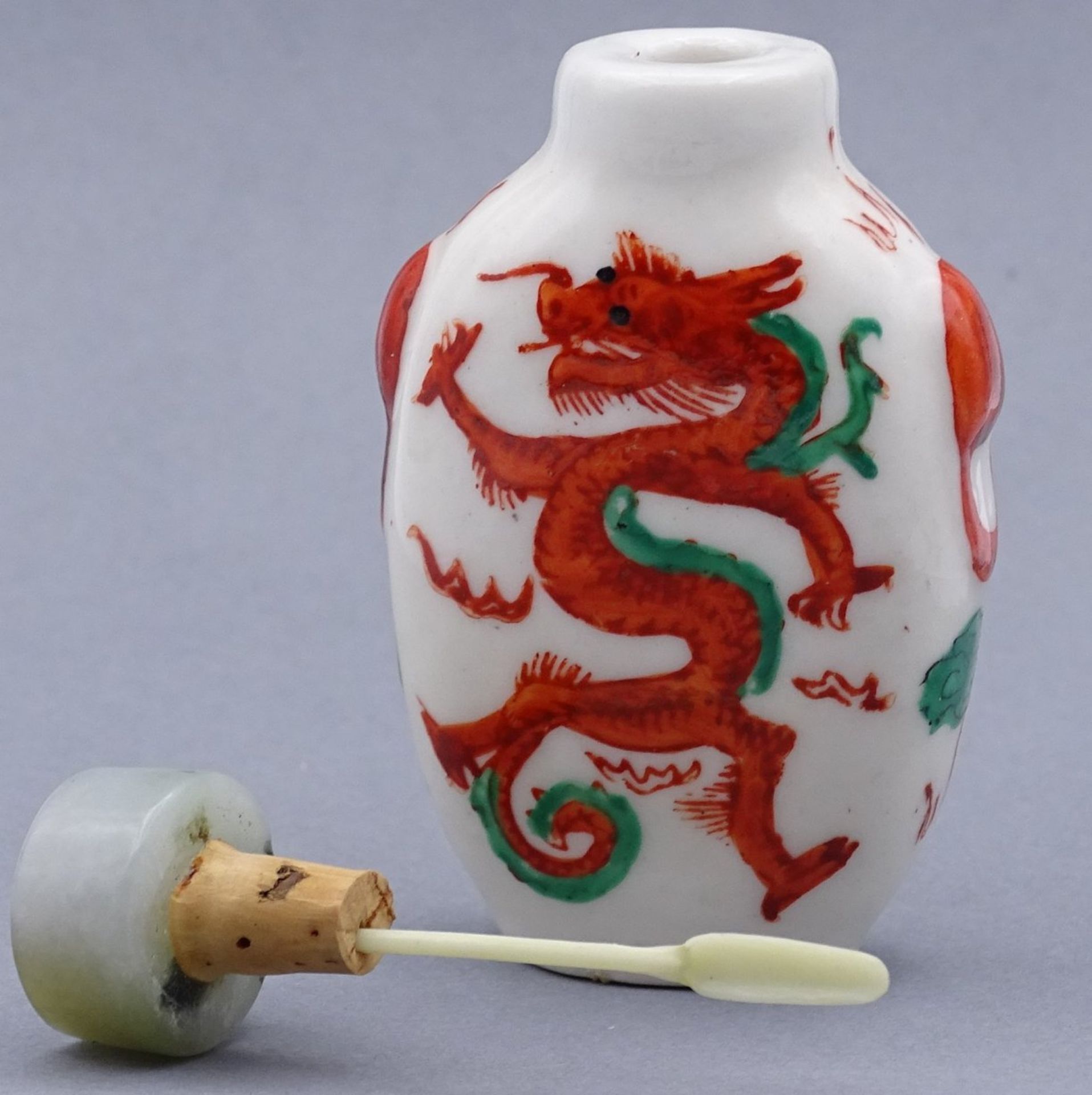 Snuff-Bottle, roter Drache, China, H-7 cm - Bild 7 aus 7