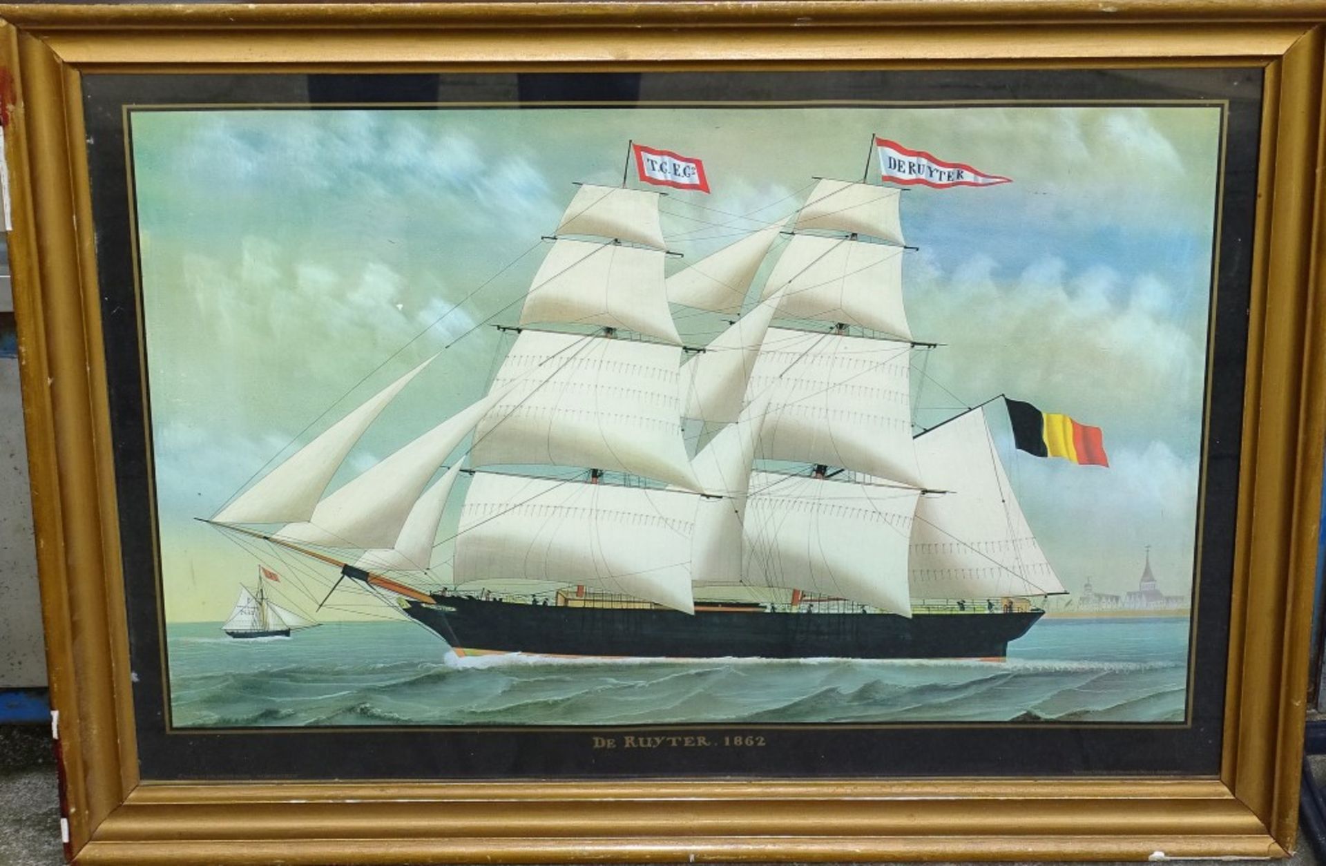 Kunstdruck mit der "de Ruyter 1862", Verlag Egon Heinemann-Norderstedt,ger/Glas,RG 70x51cm - Bild 2 aus 8