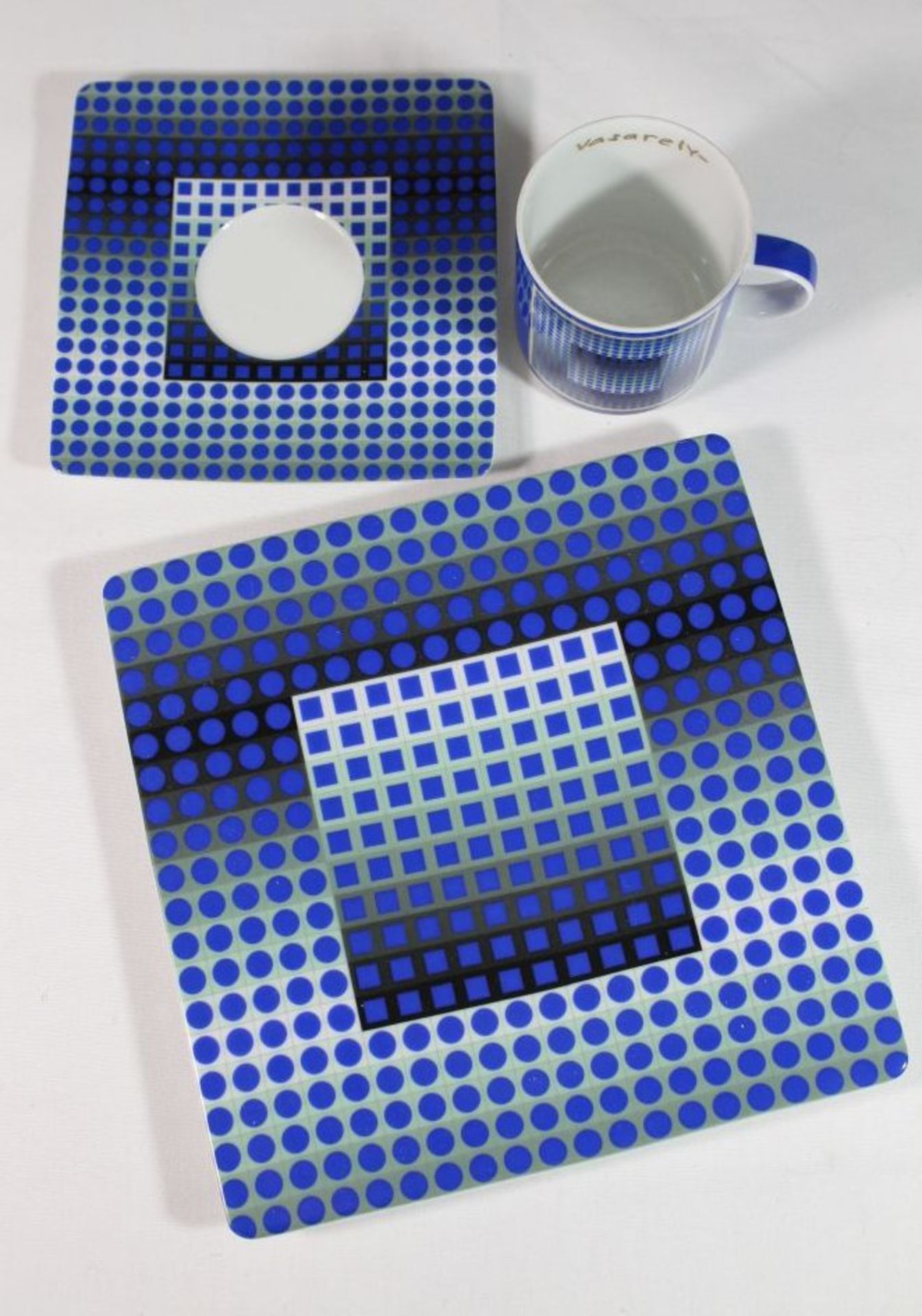 Künstler-Gedeck, königl. pr. Tettau, ars-mundi Edition, Dekor Vasarely, Tasse H-8cm - Bild 3 aus 4