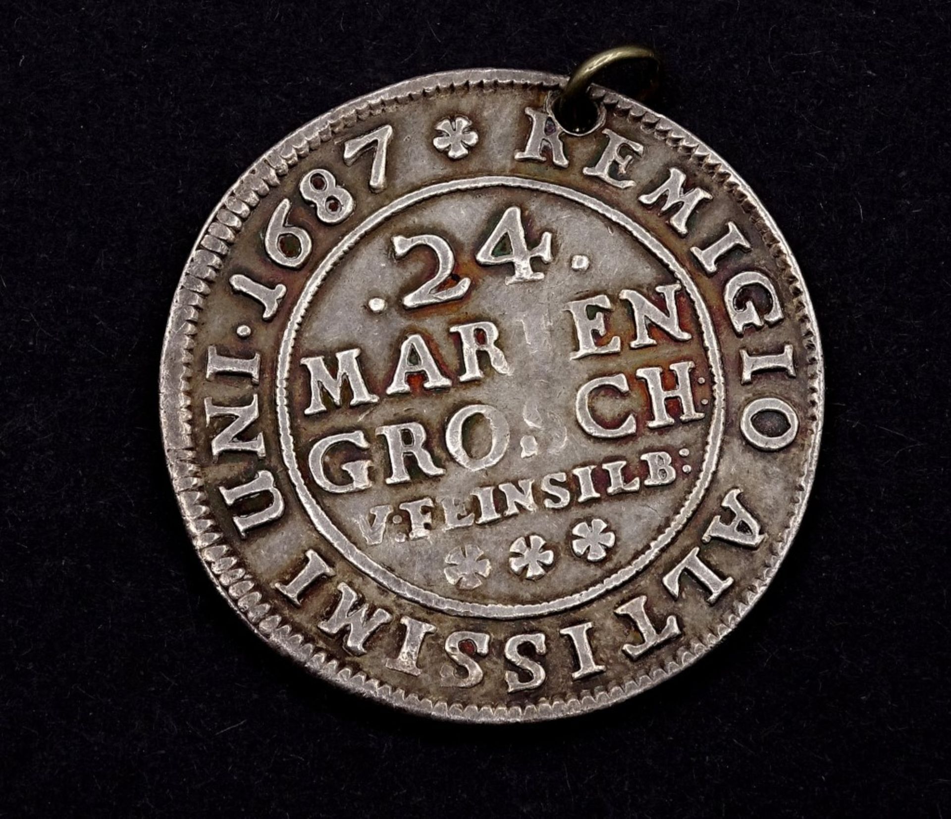 24 Marien Groschen 1687 gehenkelt,Silber, 14,3gr. - Bild 2 aus 2