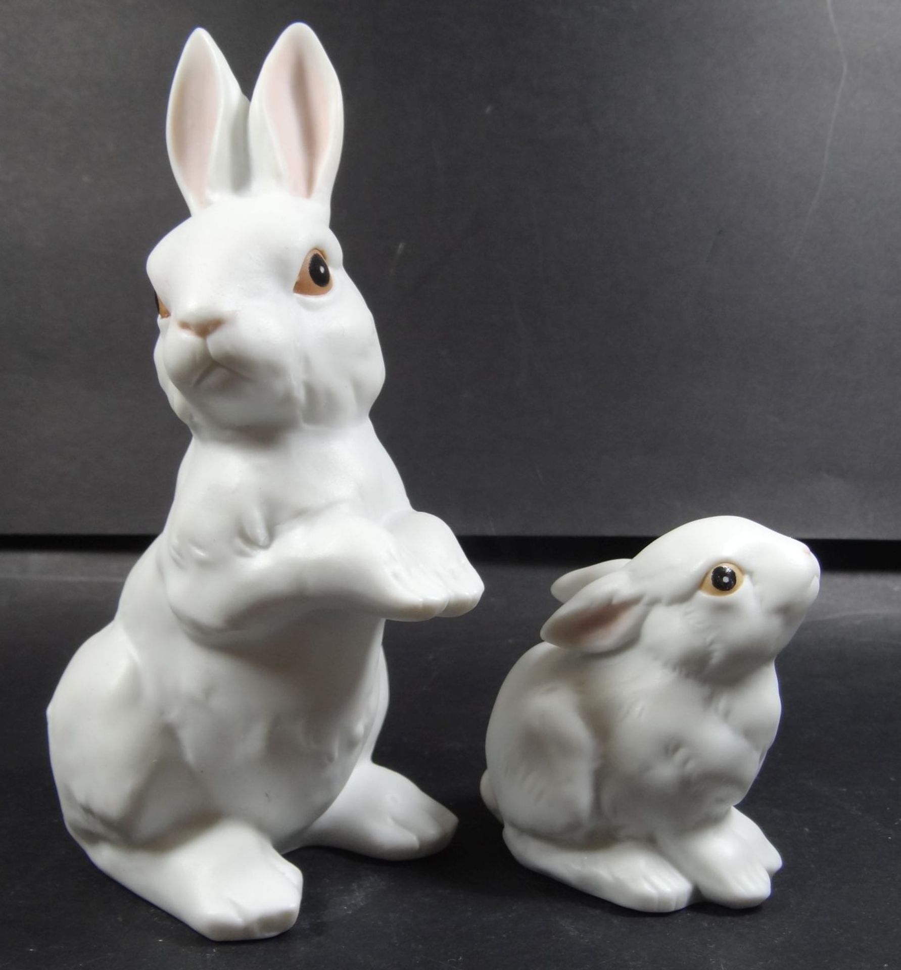 zwei Rosenthal Hasen, weisses Bisquitporzellan, H-7 und 17 cm