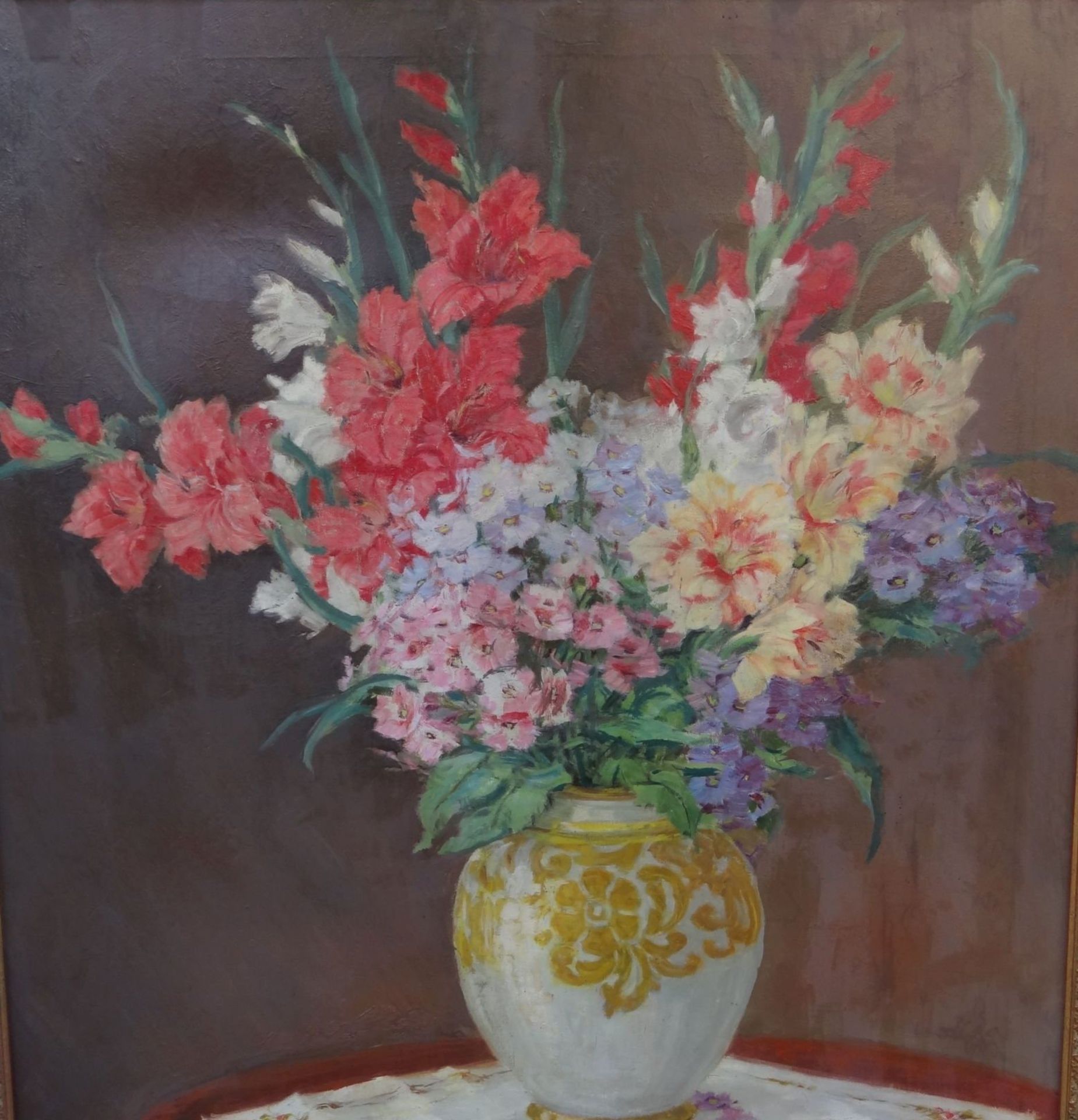 Alfred KLÖCKNER (1902-?) "Blumen in Vase", Öl/Leinen, gut gerahmt, RG 91x80 - Bild 2 aus 5