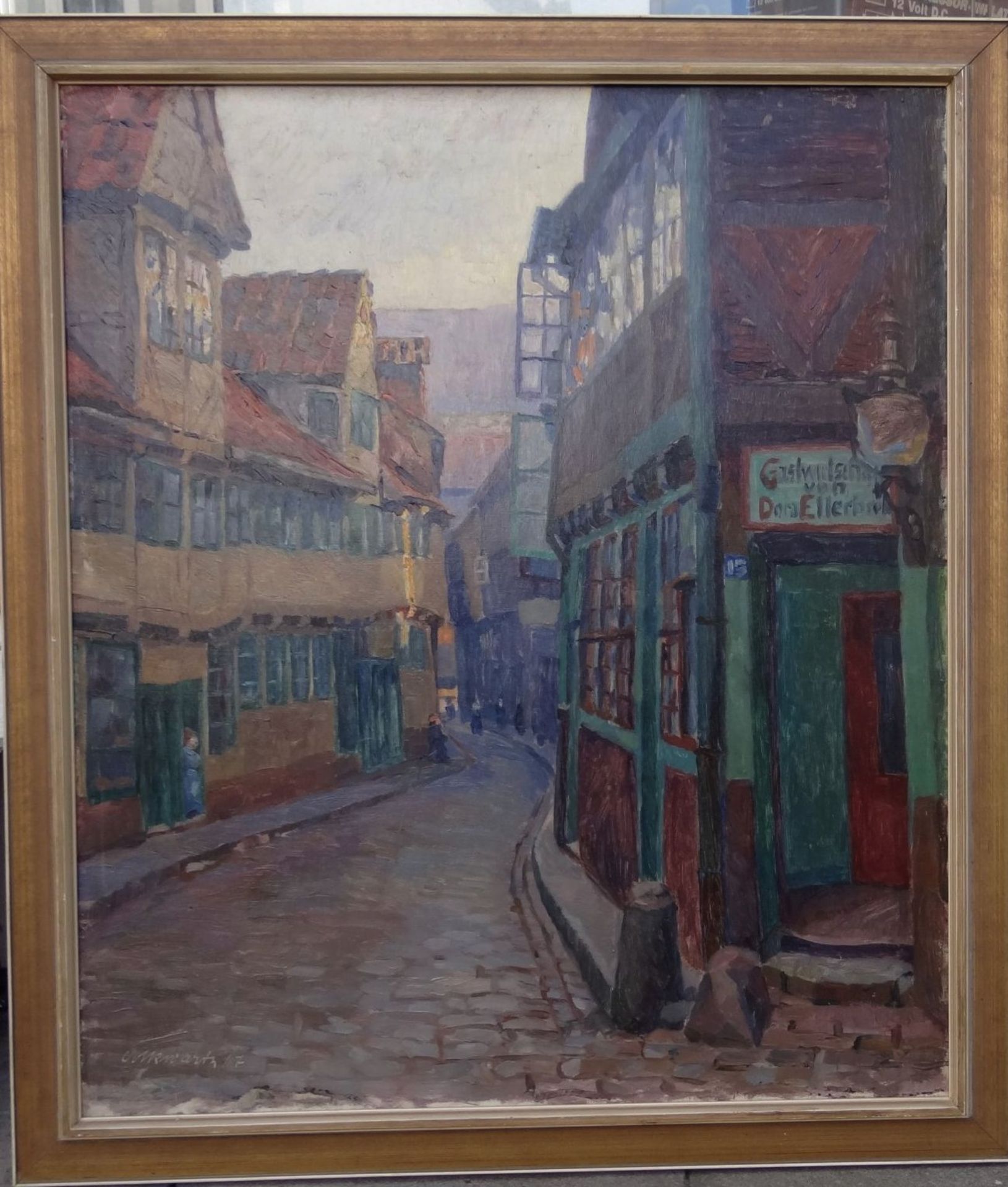 Hugo VOLKWARTH (1888-1946) "Ebräergang im Gängeviertel in Hamburg" 1917, Öl/Leinen, gerahmt, RG - Image 2 of 6