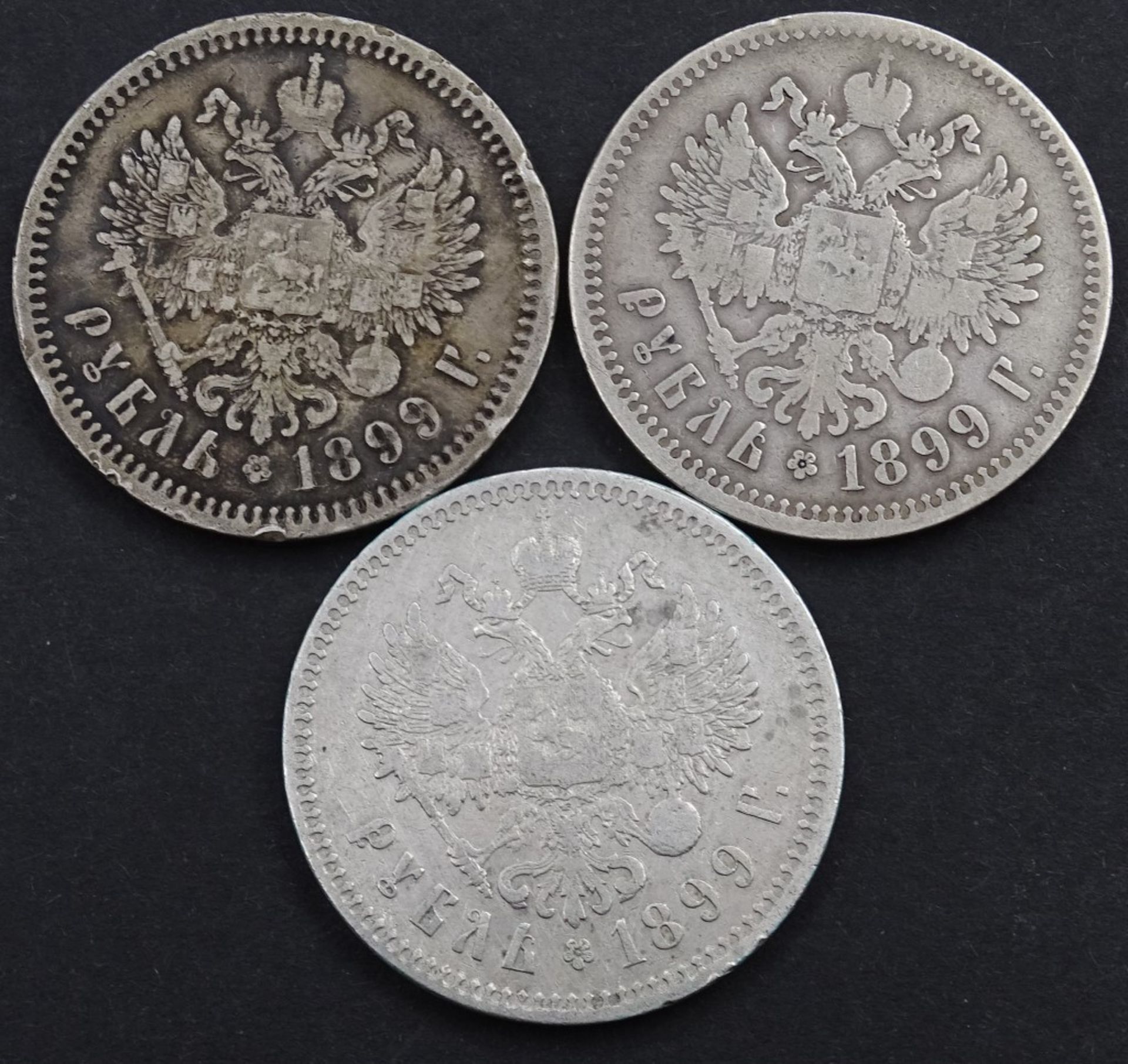 3x 1 Rubel 1899 Nikolaus II Russland - Image 2 of 2