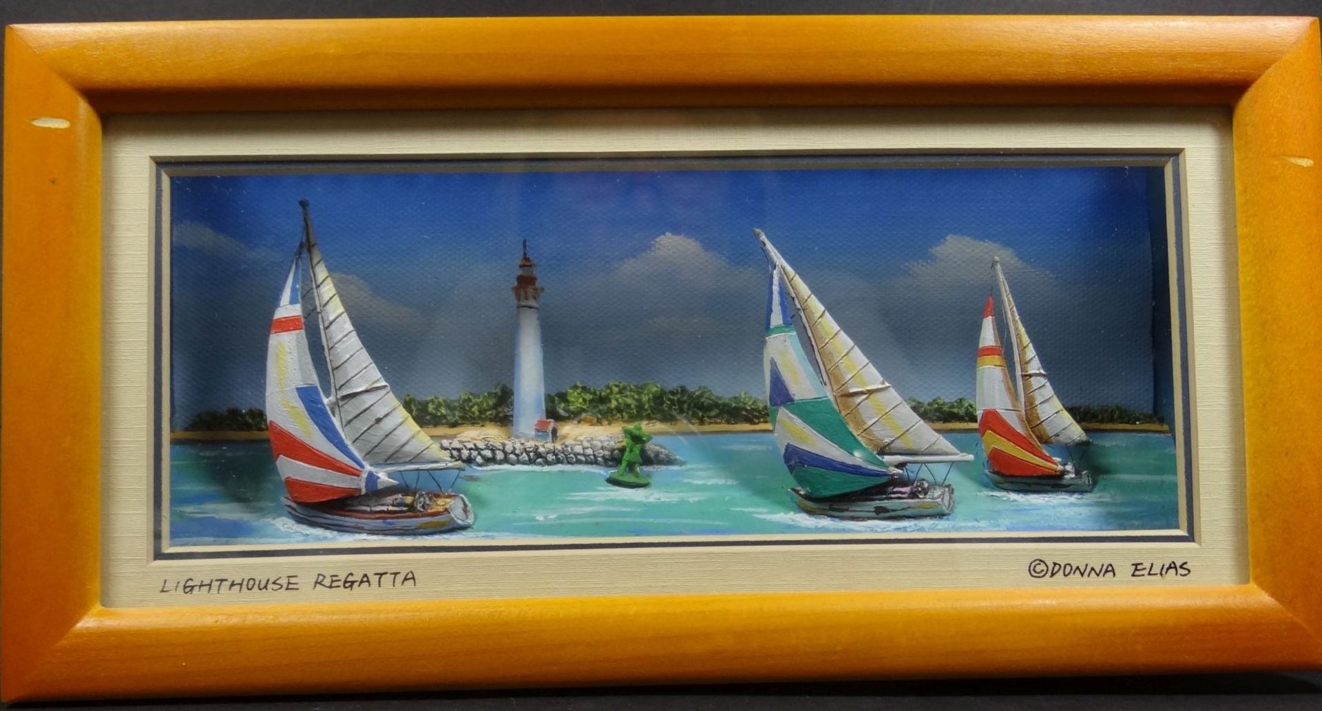 Donna Elias "Lighthouse Regatta" Diorama, als Tosch-oder Wandbild, 11,5x23 cm"""" - Image 2 of 6