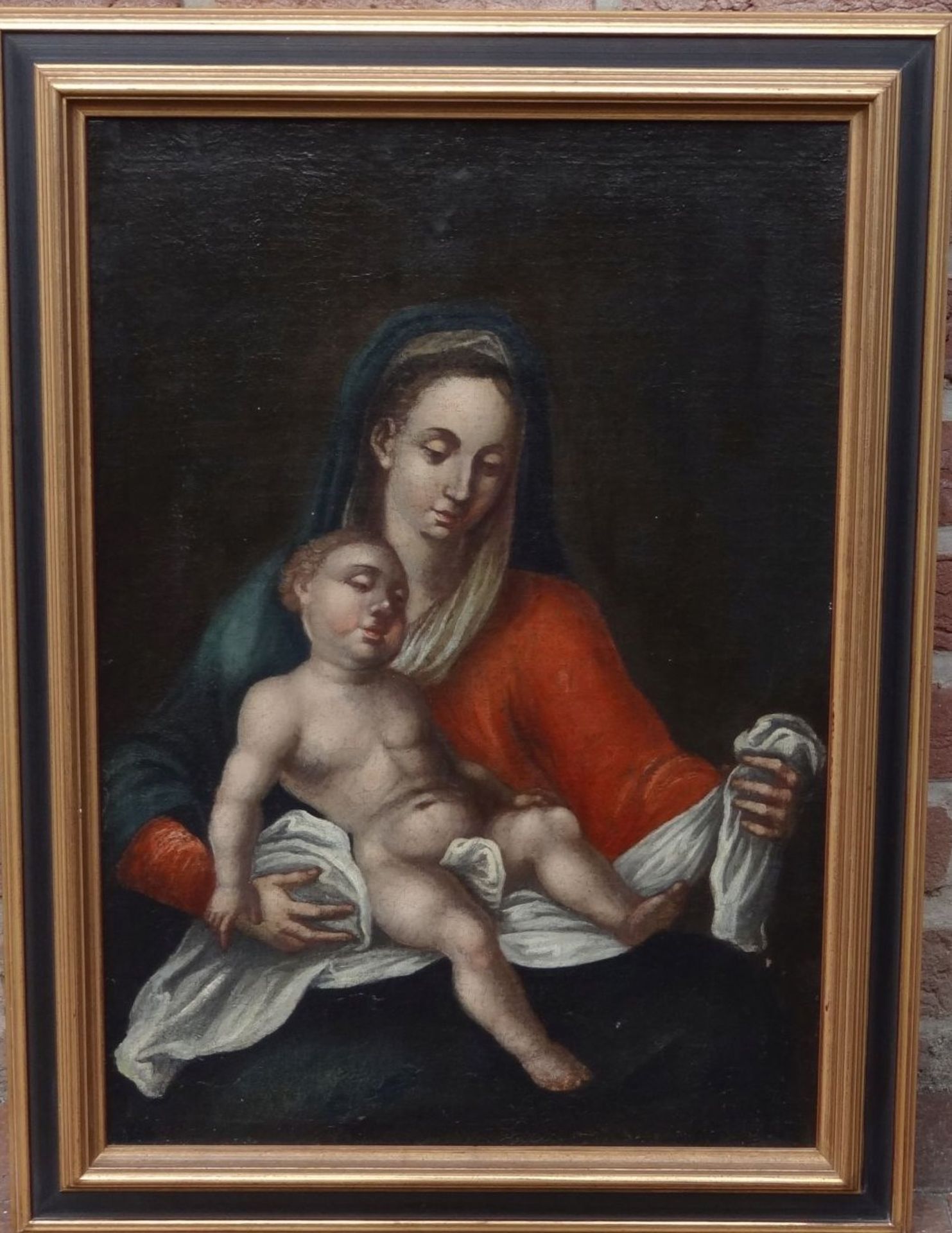 anonym, Madonna mit Kind, wohl 19.Jhd., Öl/Leinen, gerahmt, RG 70x53 c""""