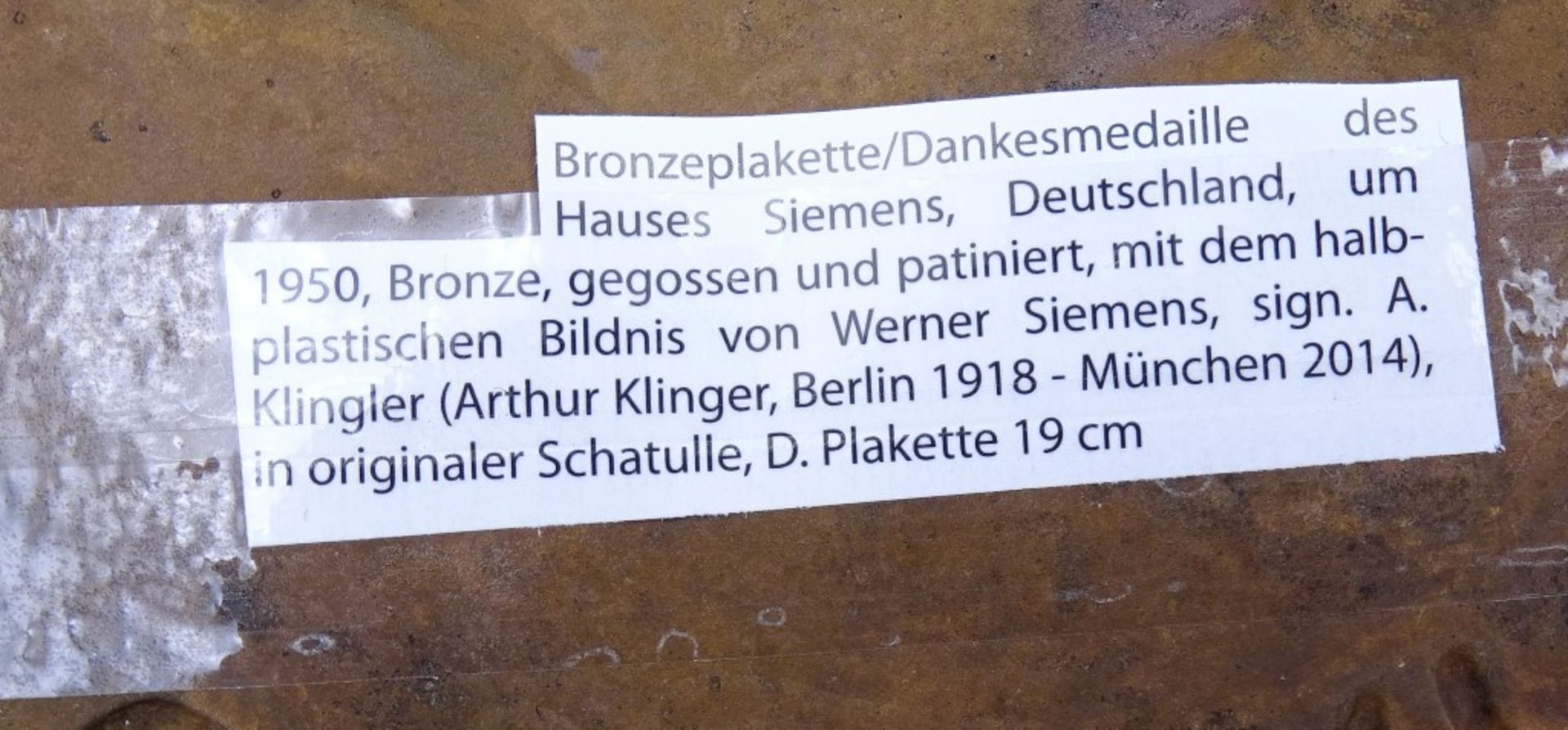 Große Bronze Medaille Werner v.Siemens,Arthur Klinger 1918-2014 in Schachtel,d-19c"""" - Bild 3 aus 4