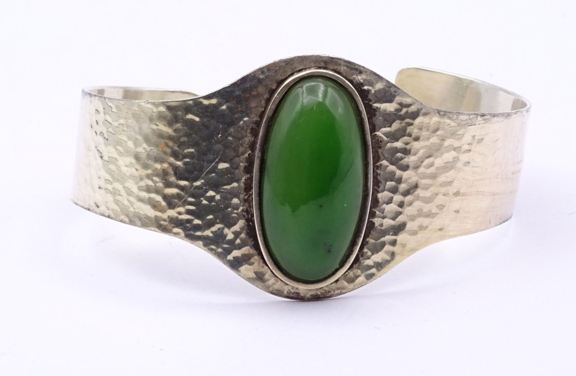 Armspange mit Jade Cabochon,Sterling Silber 925/000, 36,8gr,""""