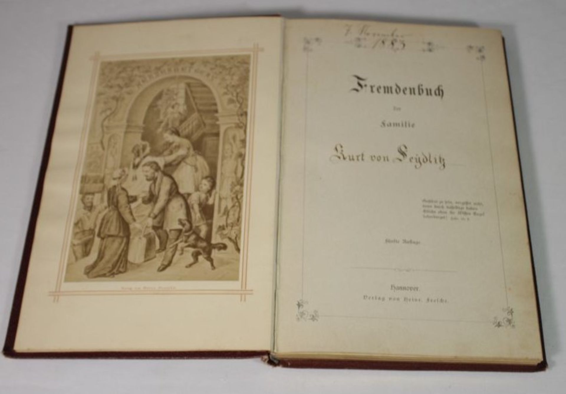 Fremdenbuch der Familie Kurt von Seidlitz, 1883-ca. 1971. - Bild 2 aus 3