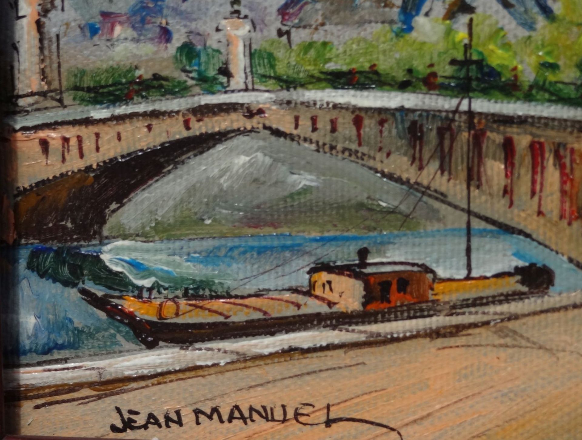 Jean Manuel "Paris Ansicht", Öl/Platte, gerahmt, R"""" - Bild 3 aus 4