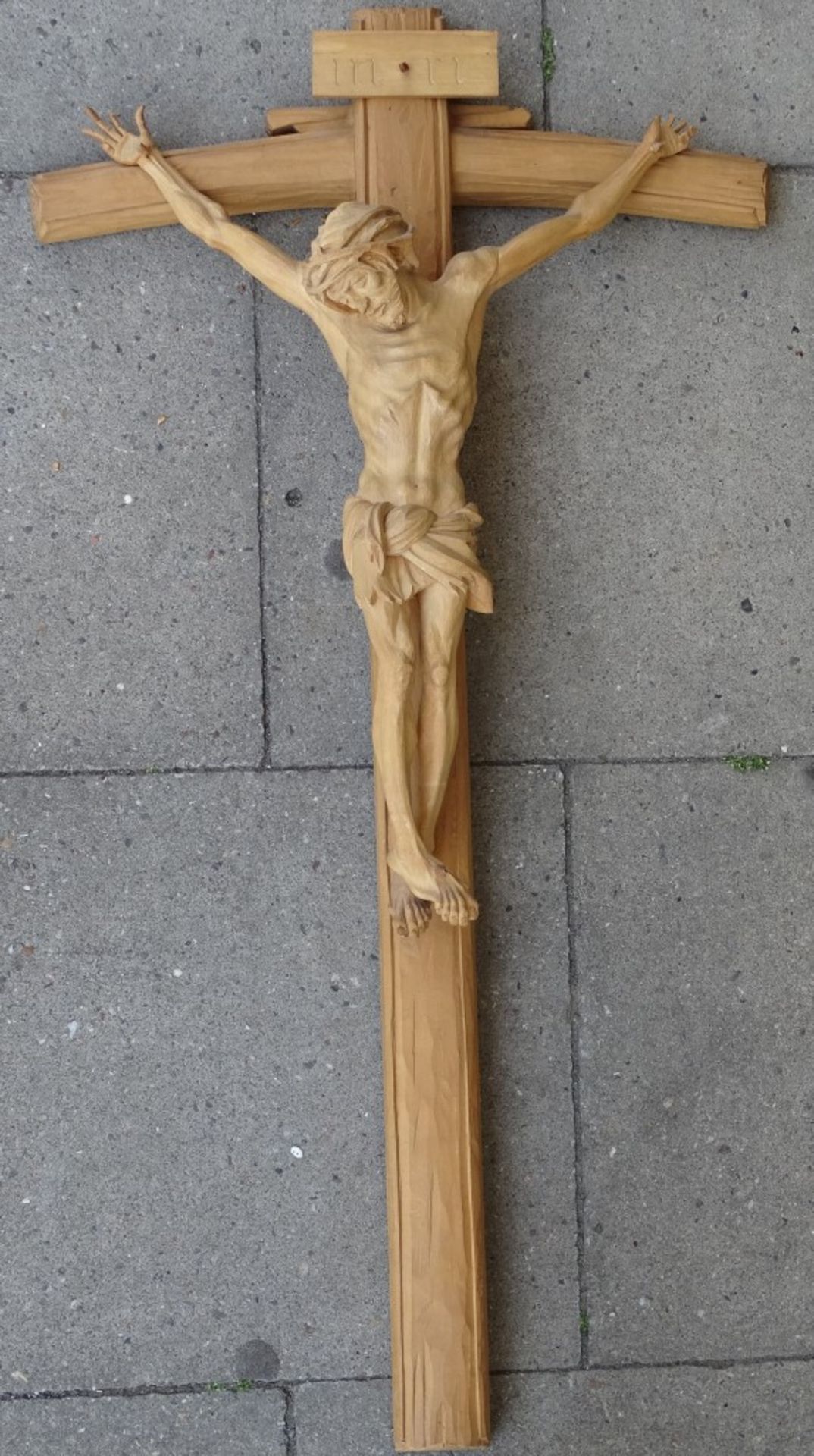 Großes Kruzifix aus Holz,Finger beschädigt,L-82