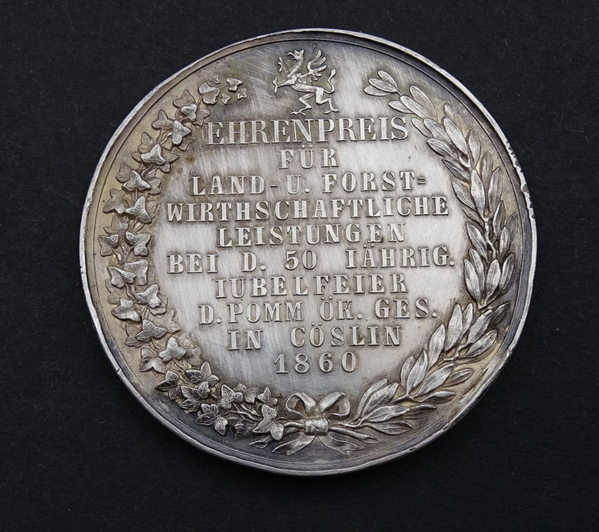 Medaille: Ehrenpreis f.Land u. Forstwirtschaftl.Leistungen bei d. 50 Jährig.Iubelfeier d.Pomm.ök. - Bild 2 aus 2
