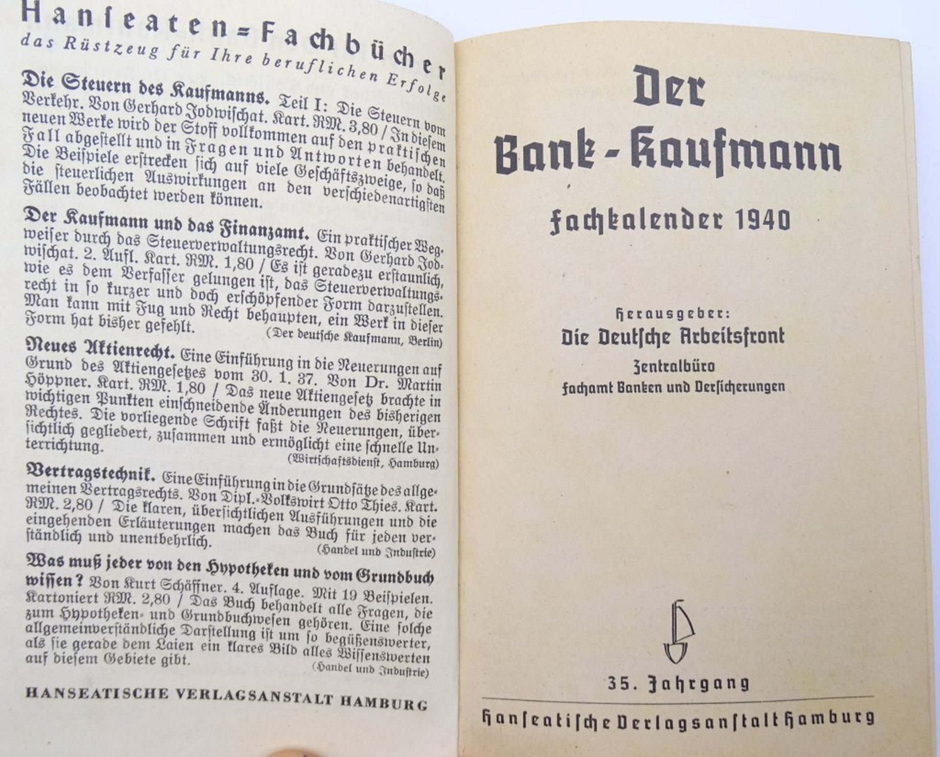 Der Bank-Kaufmann Fachkalender 1940, 35.Jahrgang,"""" - Bild 2 aus 7