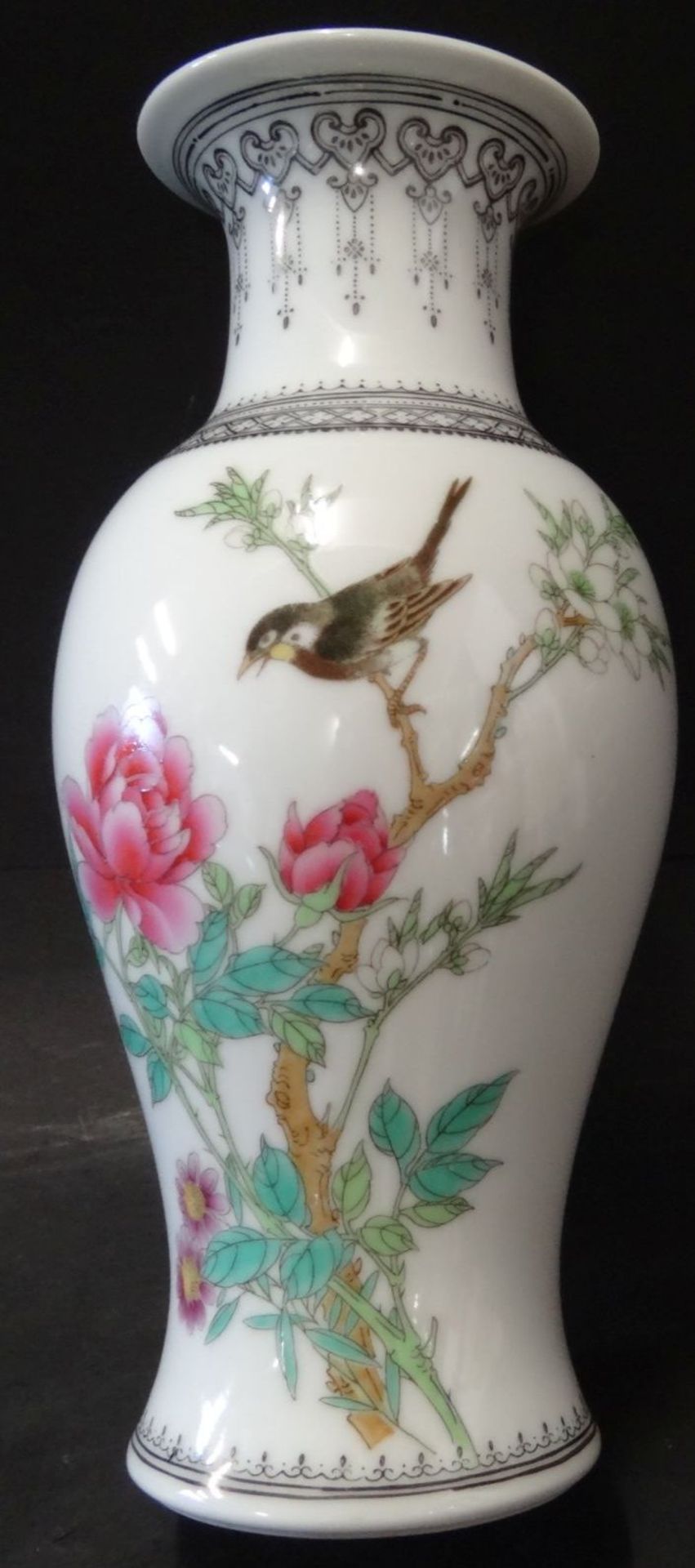 kl. China-Vase, gemarkt, Vogel auf Ast, H-21 cm"""" - Image 3 of 5