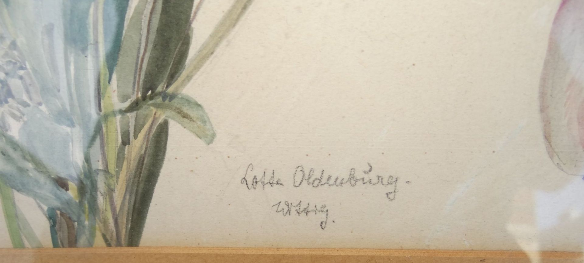 Lotte OLDENBURG-WITTIG (1896-?) "Blumen" Aquarell, ger/Glas, RG 55x50 cm - Image 3 of 4