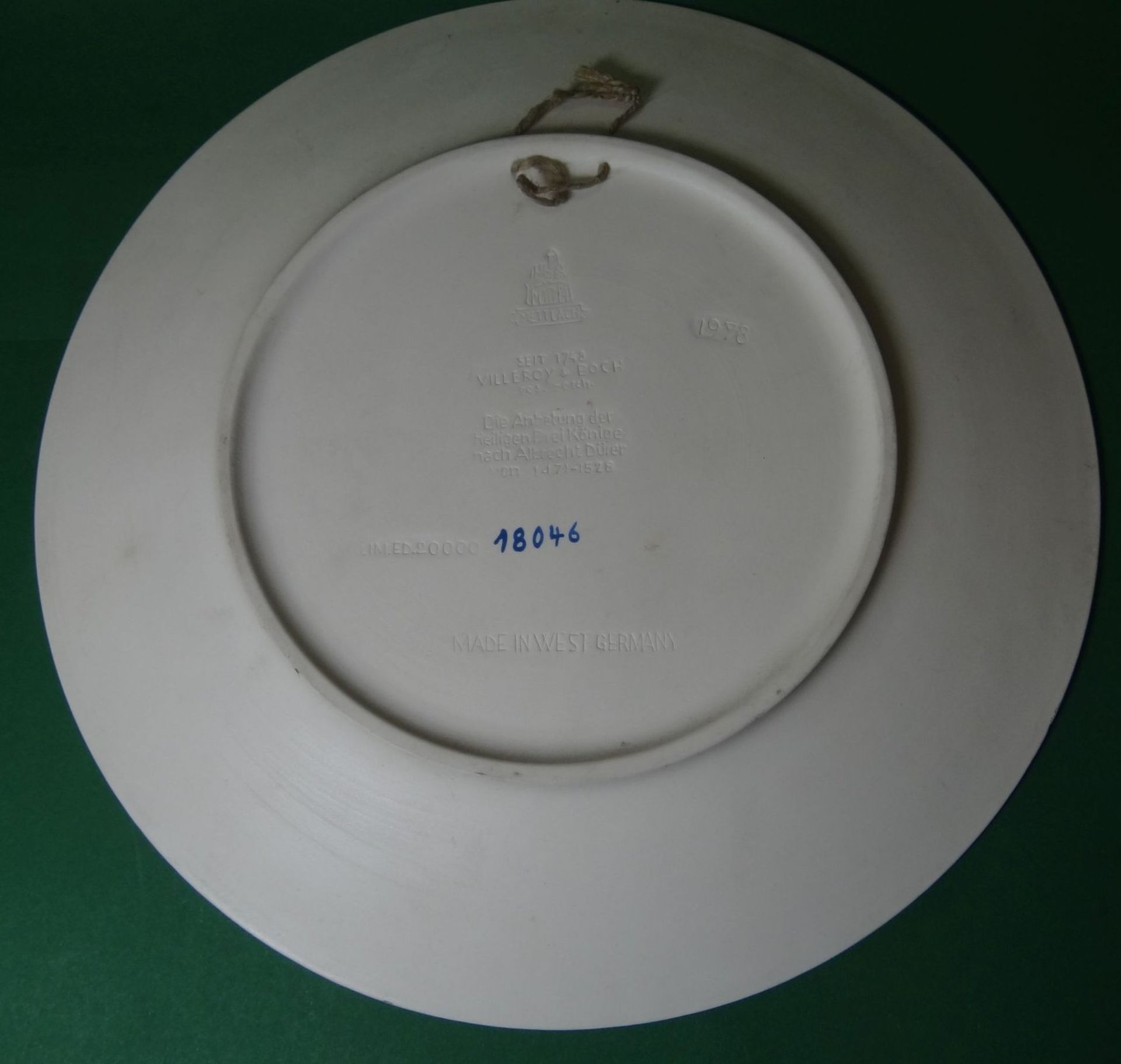 grosser Weihnachtsteller 1978 "Villeroy&Boch" Mettlach, limit. Auflage, D-29 cm"""" - Bild 4 aus 5