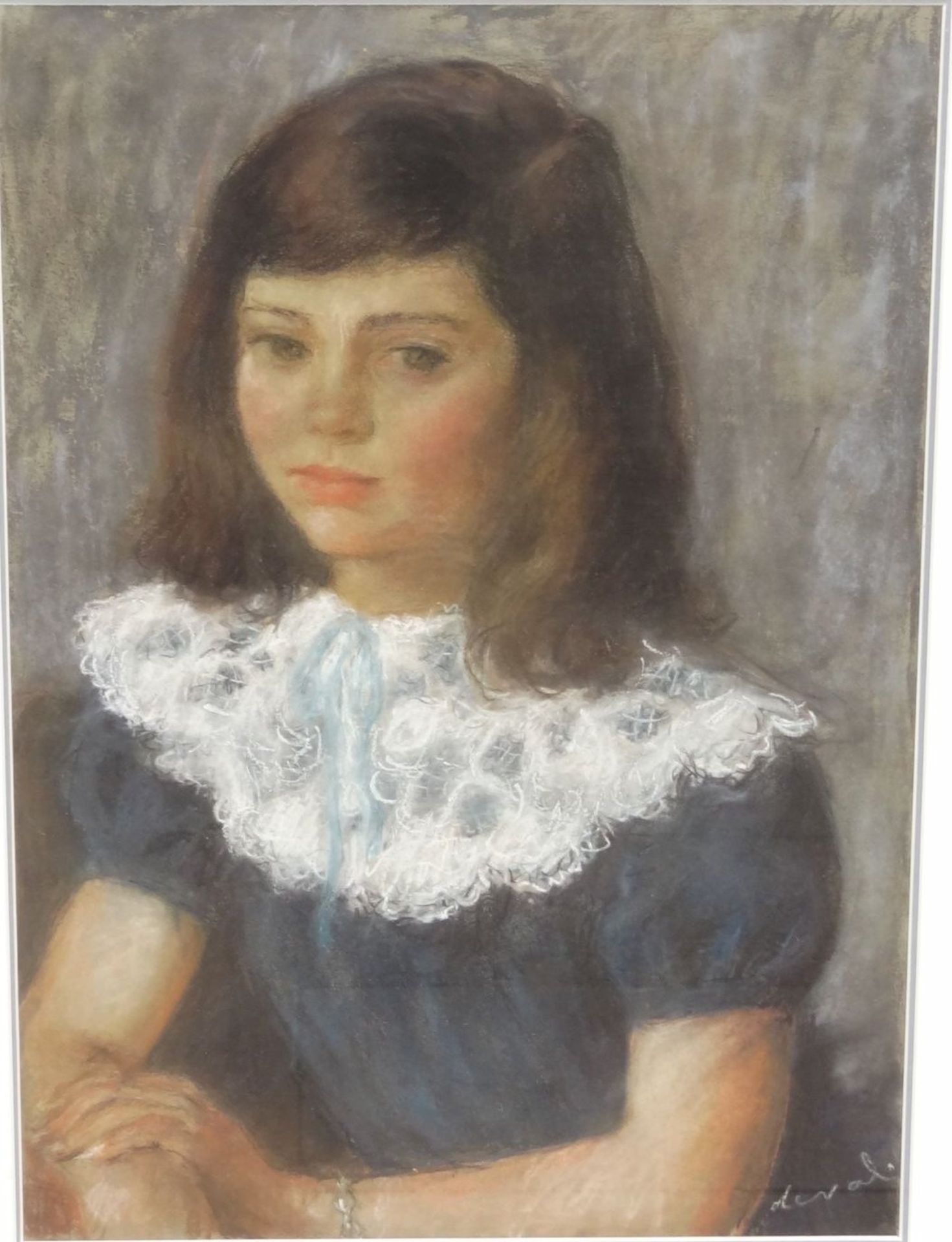 Pierre DEVAL (1897-1993) "Mädchenportrait" Mischtechnik, ger/Glas, RG 70x54 c