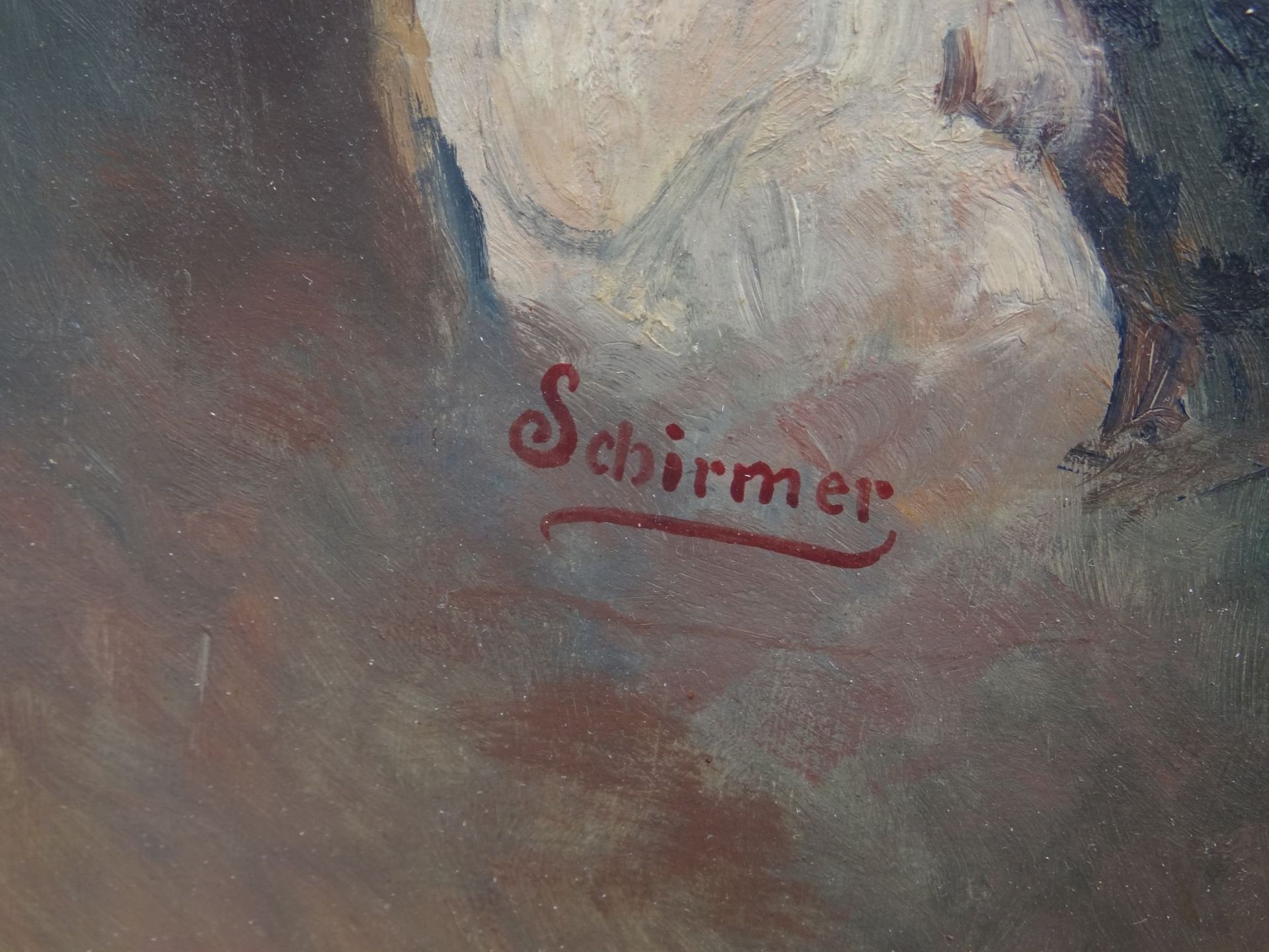 Schirmer"Portrait eines Pfeifenrauchers" Öl/Platte, alt gerahmt, RG n45x37 cm, kl. Farbabplatze"""" - Image 4 of 6