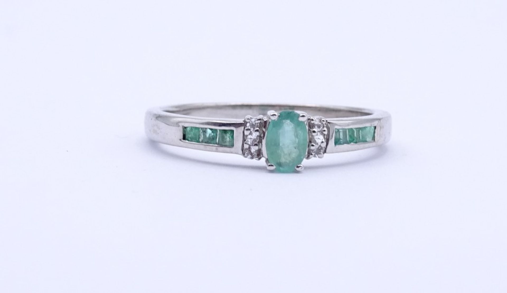 Silber- Smaragd-Ring,Sterling Silber 925/000, 3,3gr., RG 66""""
