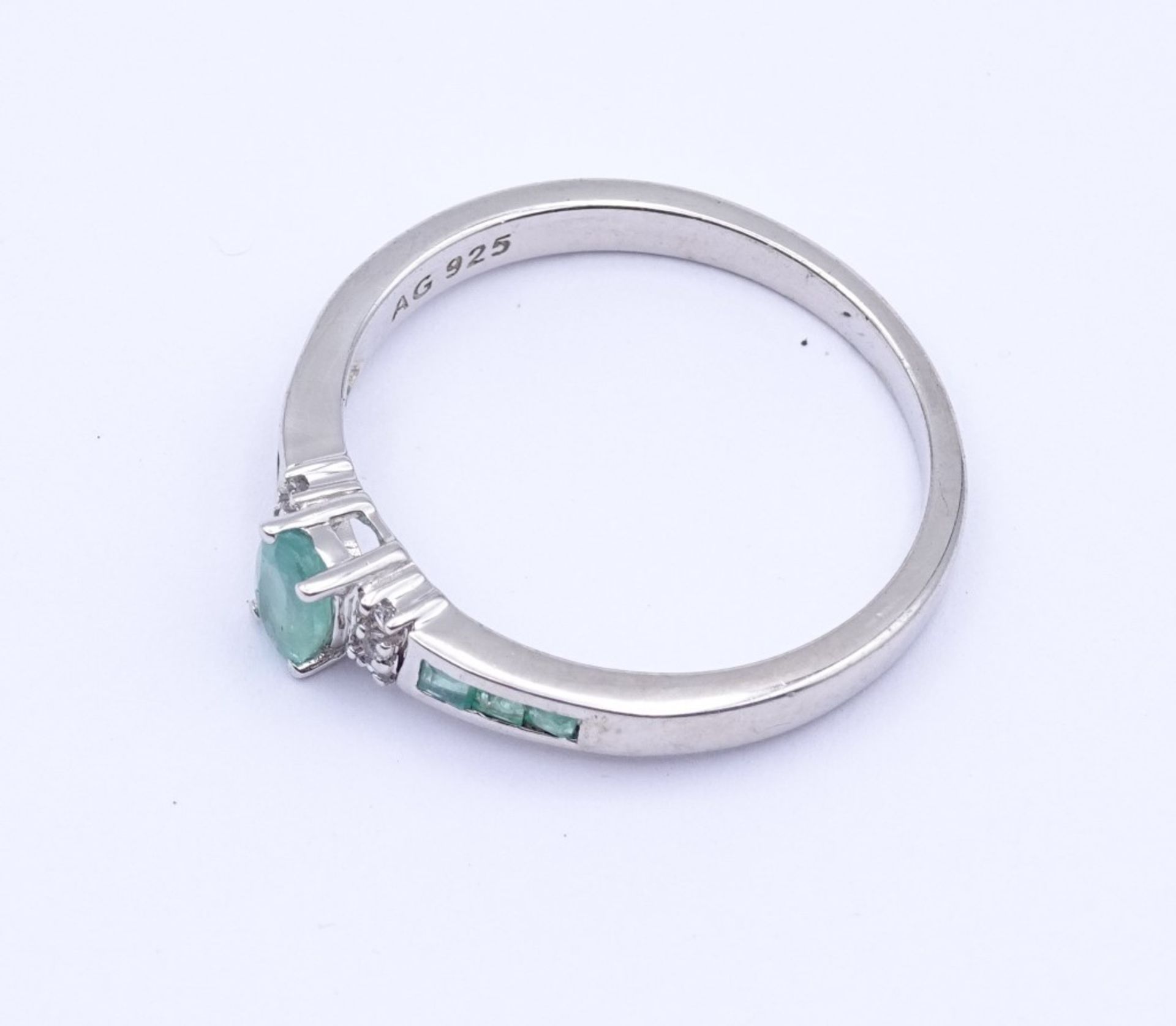 Silber- Smaragd-Ring,Sterling Silber 925/000, 3,3gr., RG 66"""" - Bild 2 aus 2
