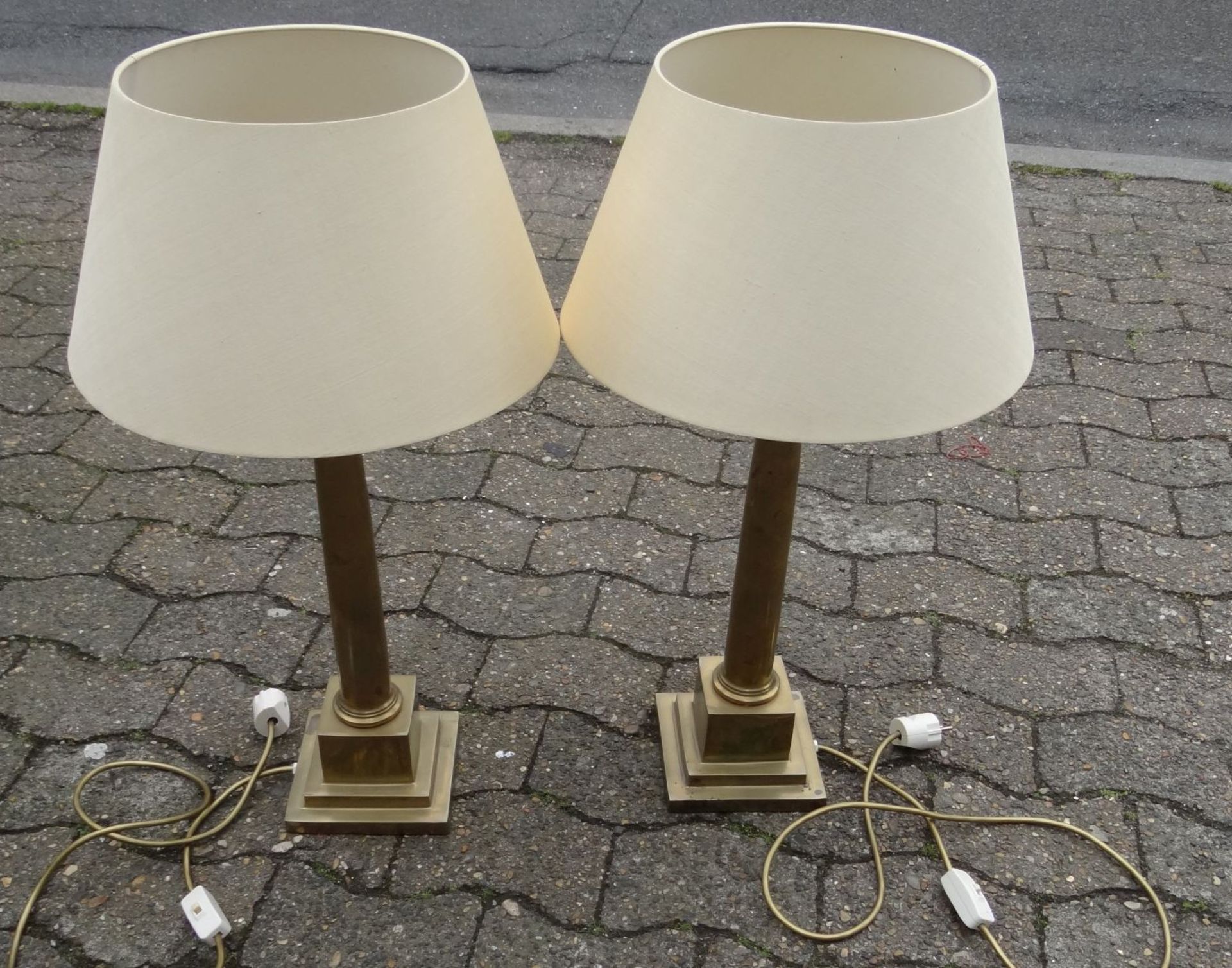 Paar Messing-Tischlampen, H-70 cm, D-36 cm"""" - Bild 2 aus 4