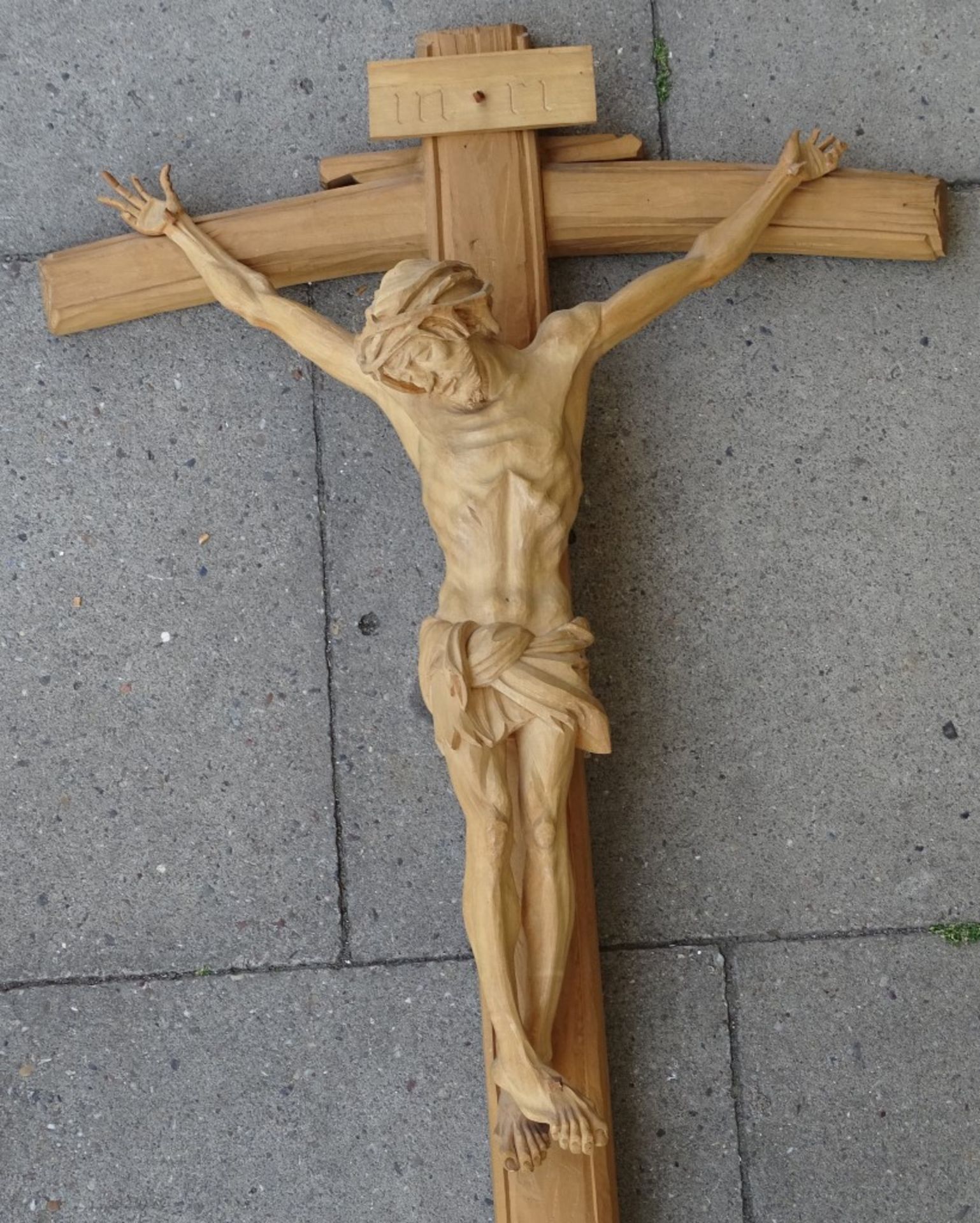 Großes Kruzifix aus Holz,Finger beschädigt,L-82 - Image 4 of 4