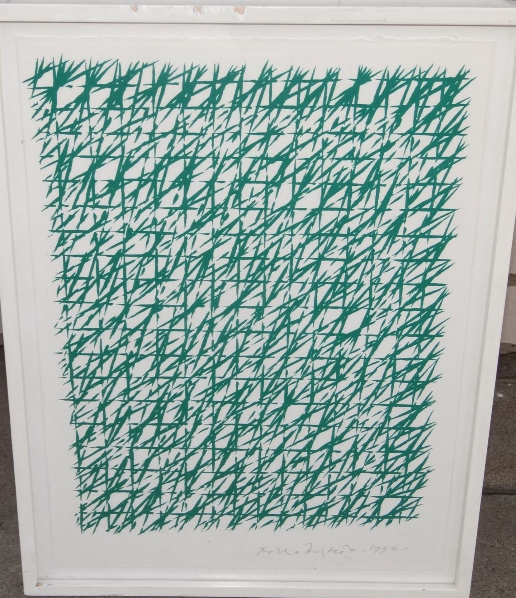 unleserl. signierte moderne Lithografie, ger/Glas, RG 42x32 cm - Bild 2 aus 3