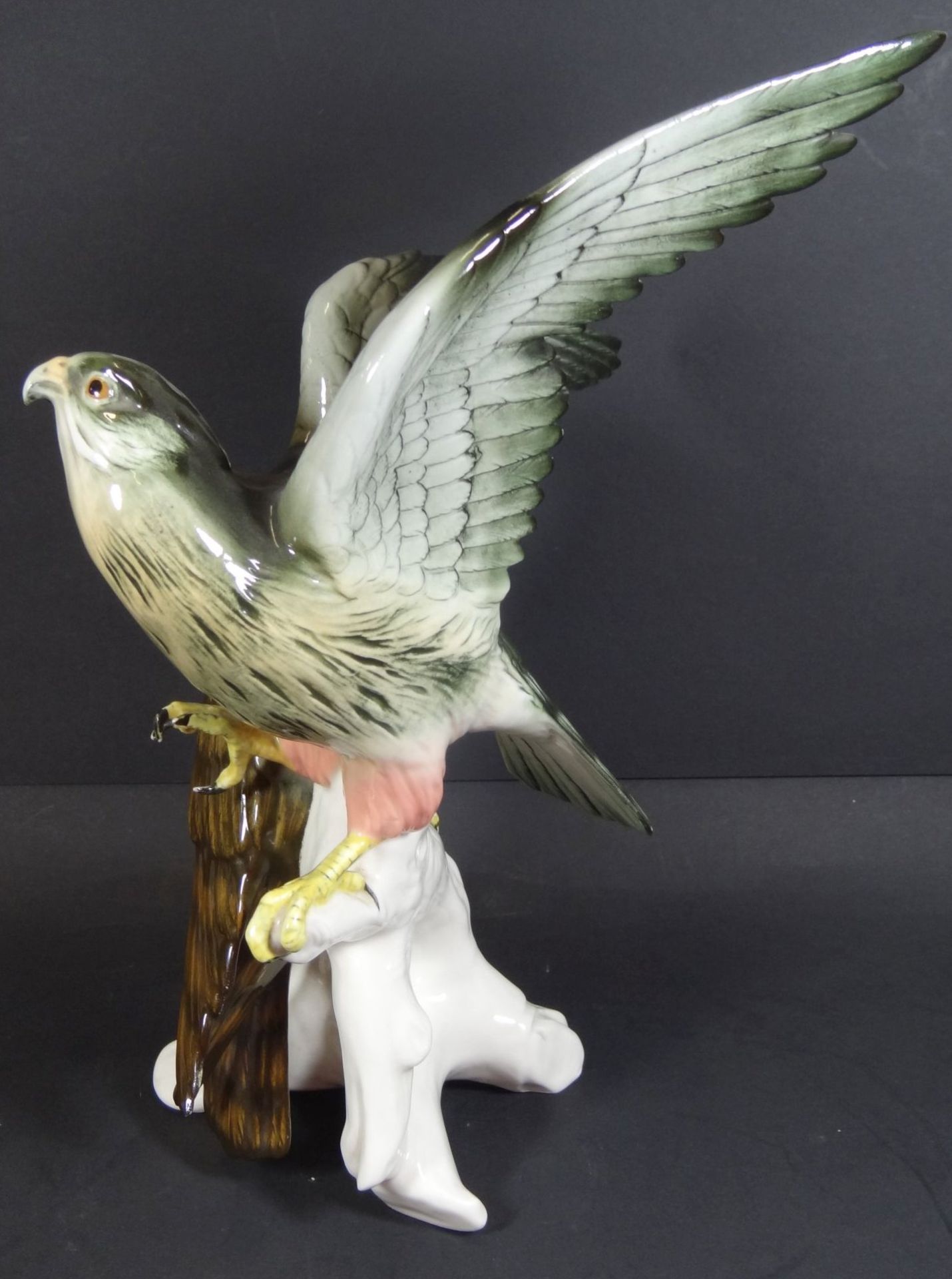 hohe "ENS" Volkstedt Figur, Greifvogel-Paar, H-34 cm, B-24 cm, guter Zustand - Bild 3 aus 8