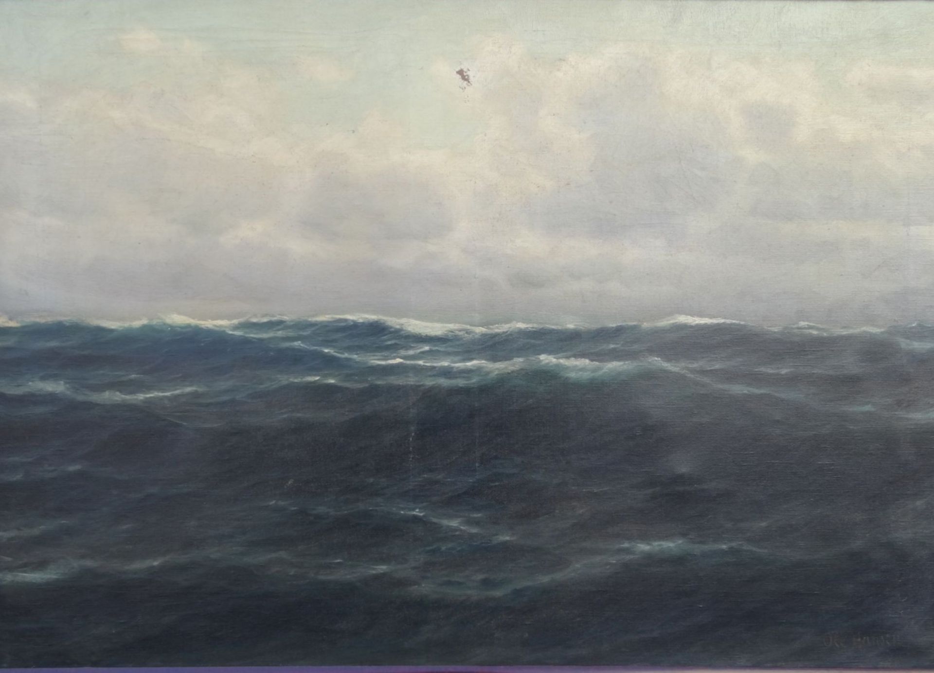 Ole HANSEN (XIX-XX) grosses Seestück, Öl/Leinen, gerahmt, RG 90x120 cm, mittig oben kl. - Image 3 of 7