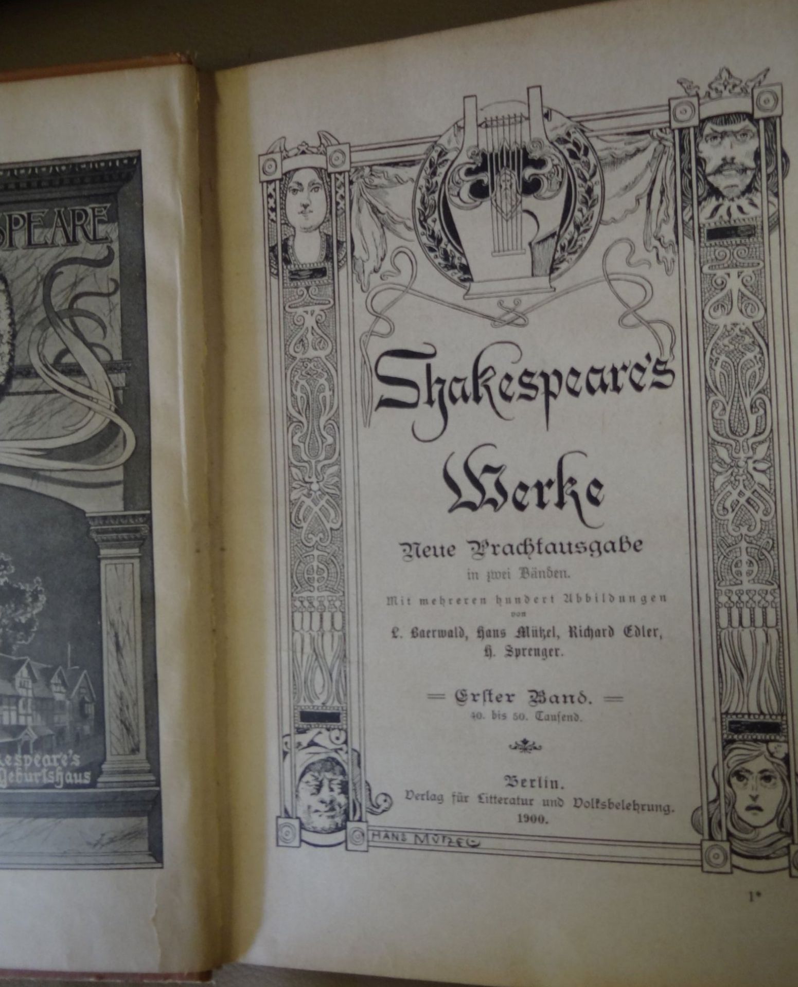 Shakespeares Werke in 2 Bänden, 1900, Alters-u. Gebrauchsspure - Image 3 of 6