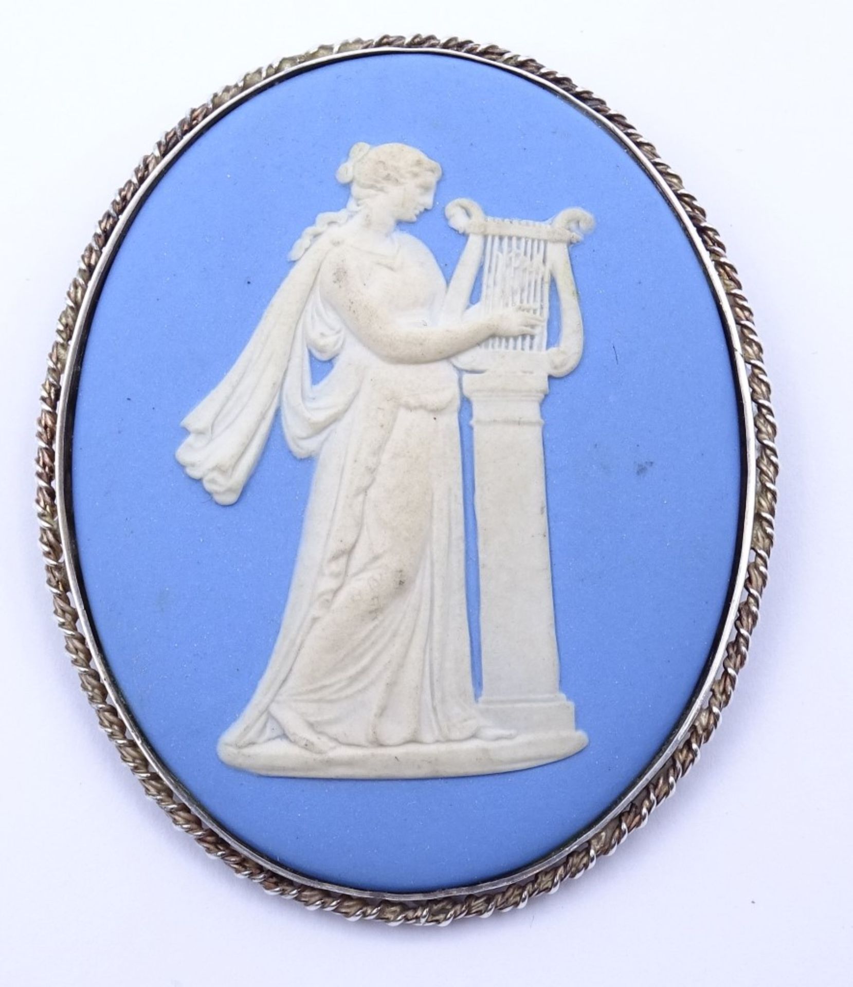 Große schwere Wedgewood Brosche mit 800er Silberfassung,6,8x5,6cm, 63,6gr""""