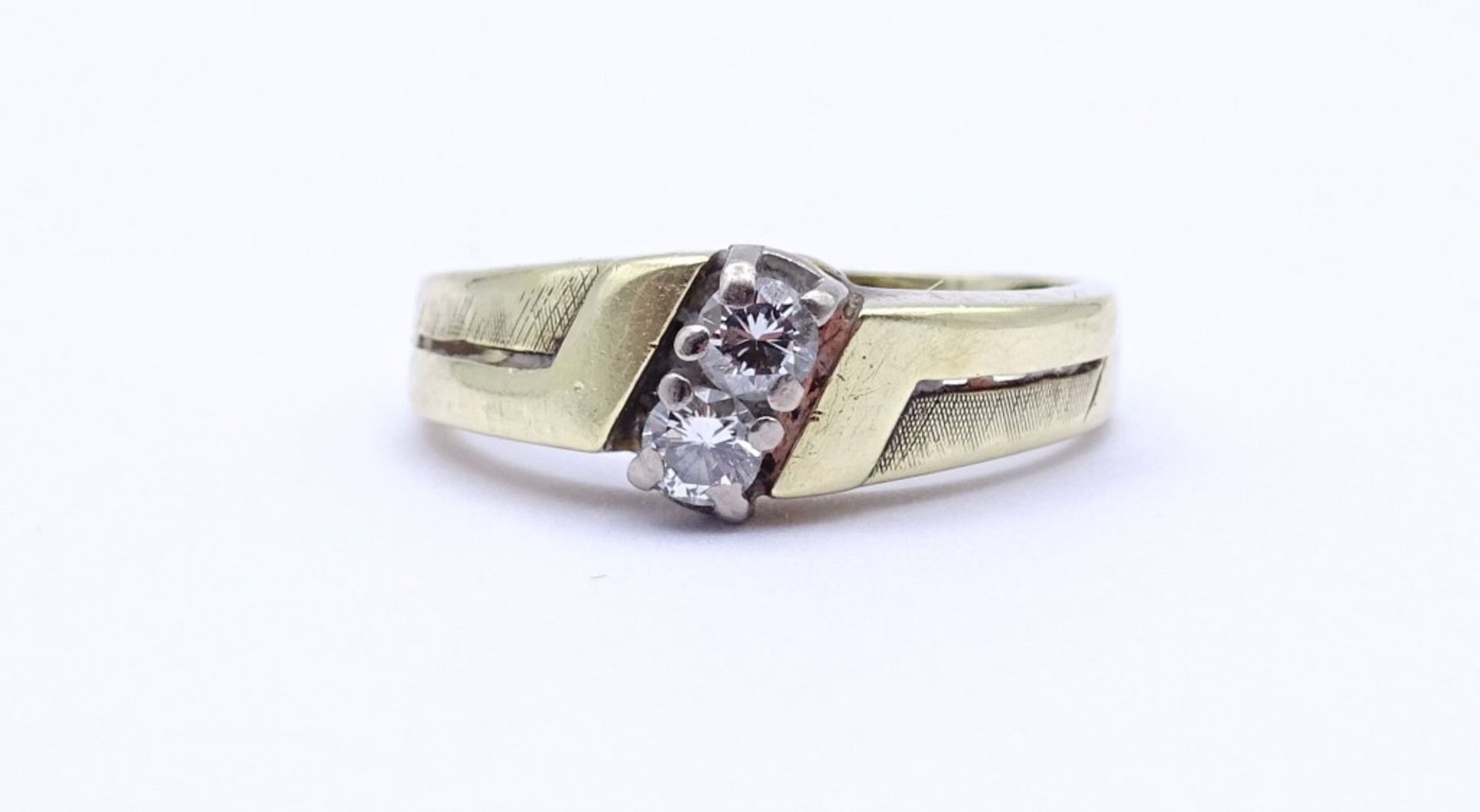 Goldring 585/000 mit zwei Brillanten zus.0,2ct., Gold (gepr.),3,38gr., RG 50"""" - Image 4 of 4