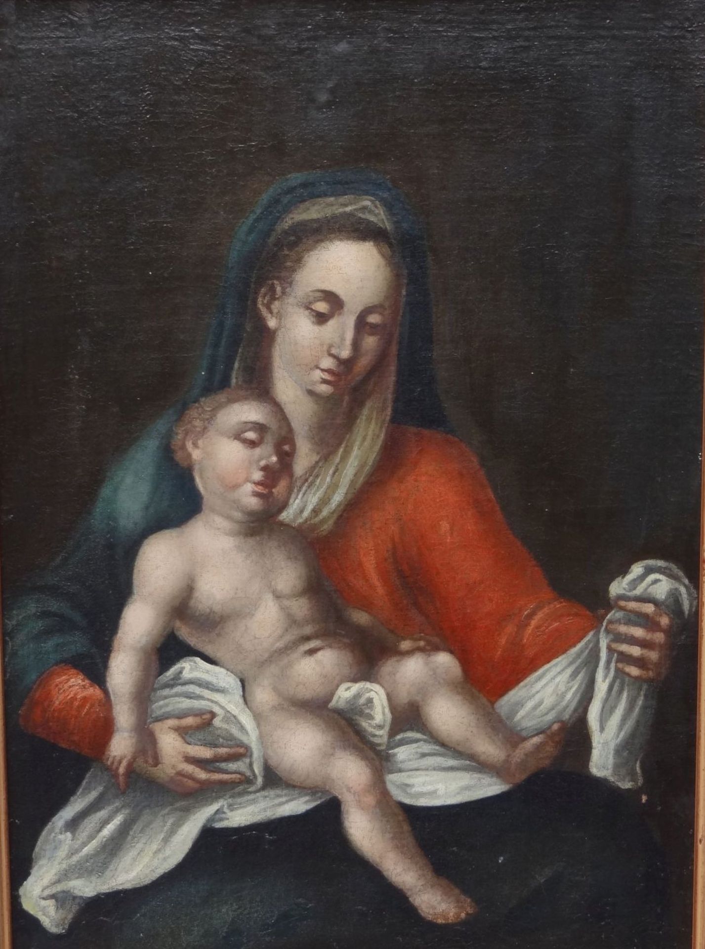 anonym, Madonna mit Kind, wohl 19.Jhd., Öl/Leinen, gerahmt, RG 70x53 c"""" - Image 2 of 8