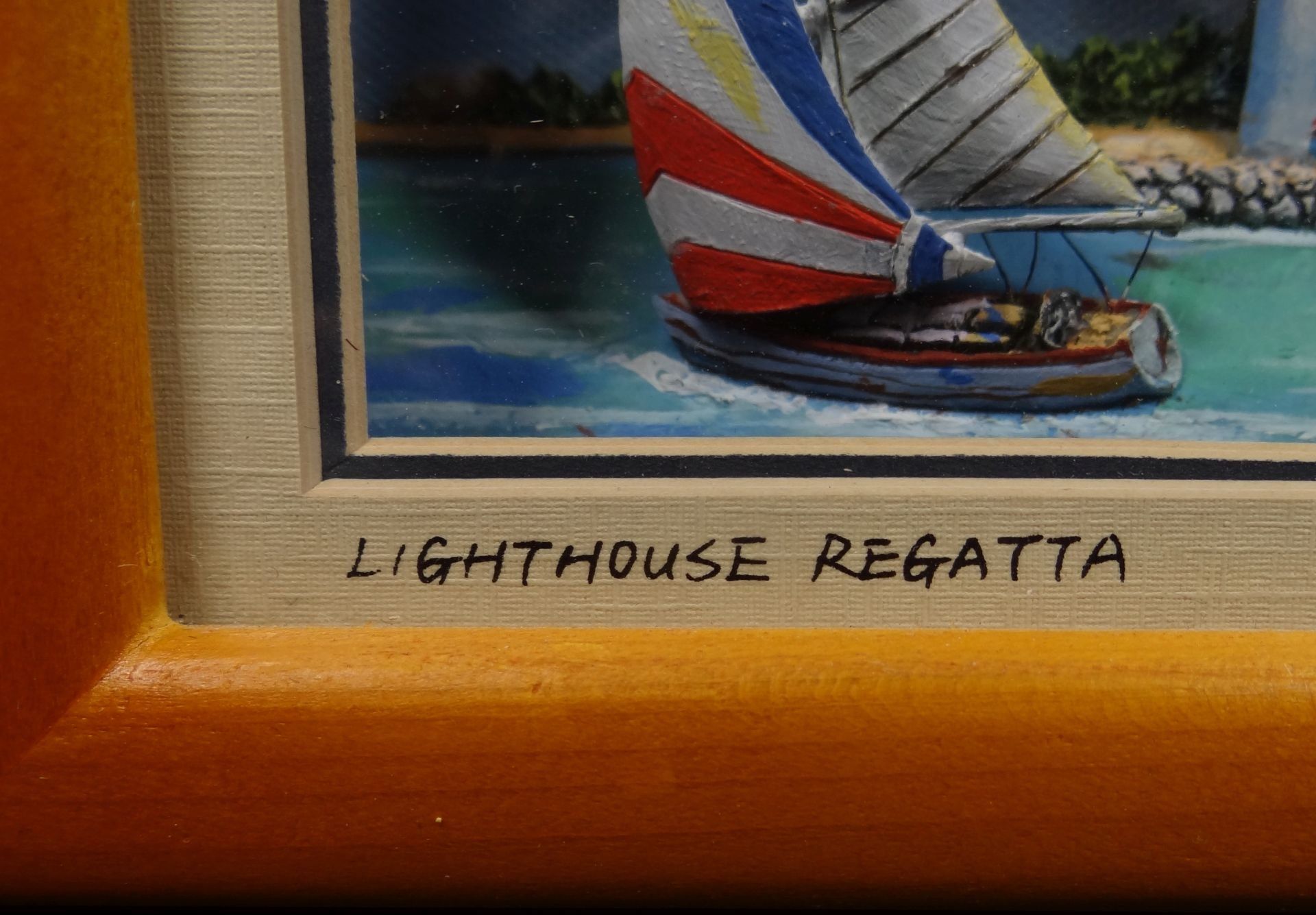 Donna Elias "Lighthouse Regatta" Diorama, als Tosch-oder Wandbild, 11,5x23 cm"""" - Image 3 of 6