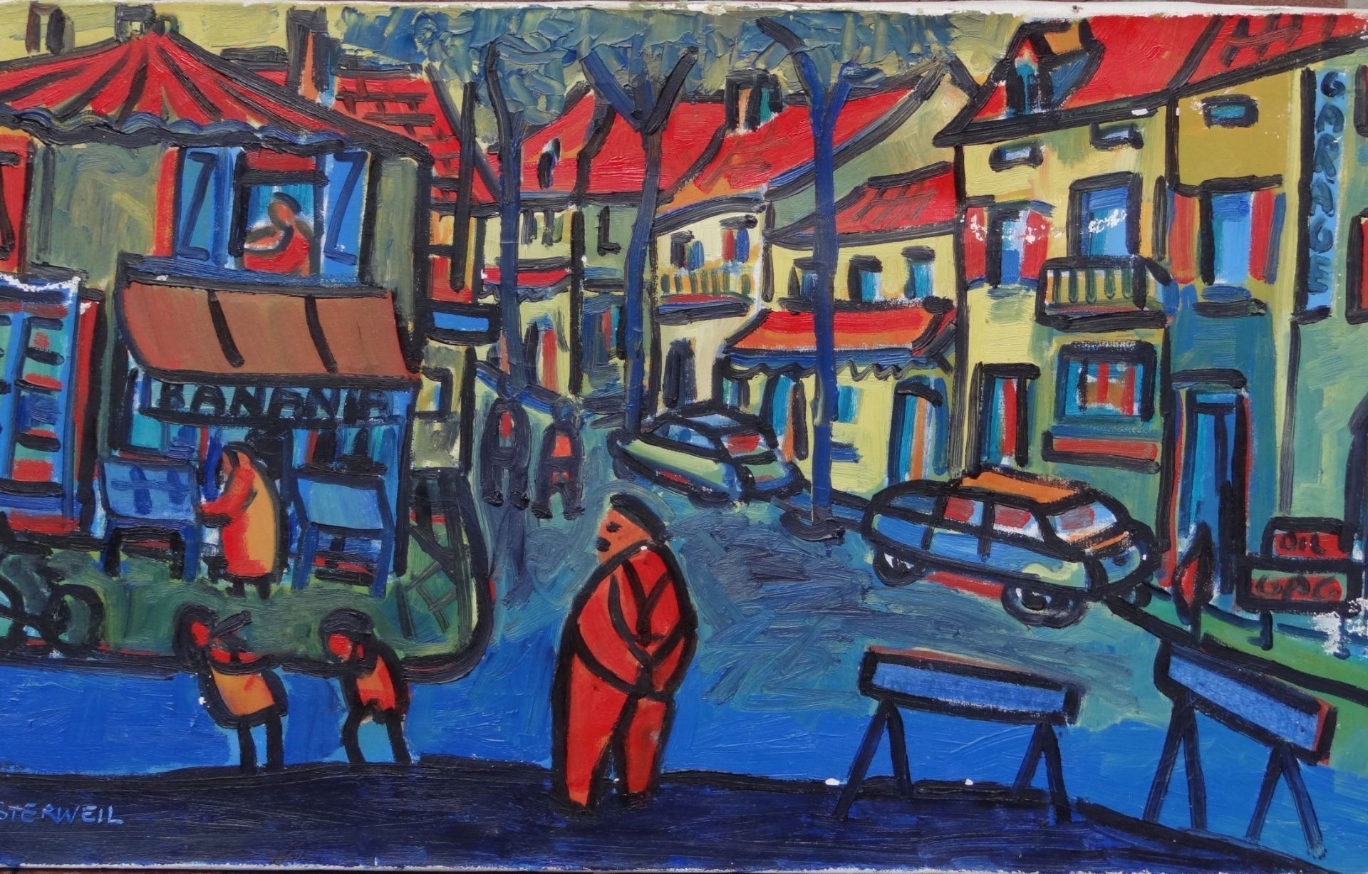 Michael OSTERWEIL (1932) Strassenansicht, Öl/Leinen, 45x80 c"""" - Image 2 of 4