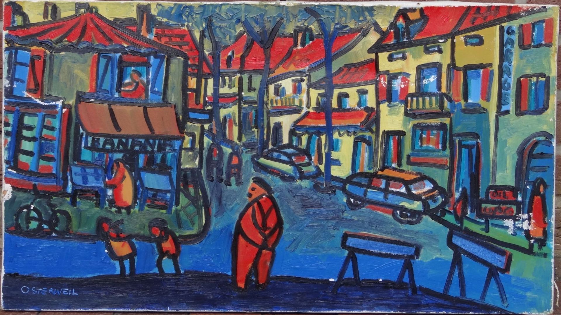 Michael OSTERWEIL (1932) Strassenansicht, Öl/Leinen, 45x80 c""""