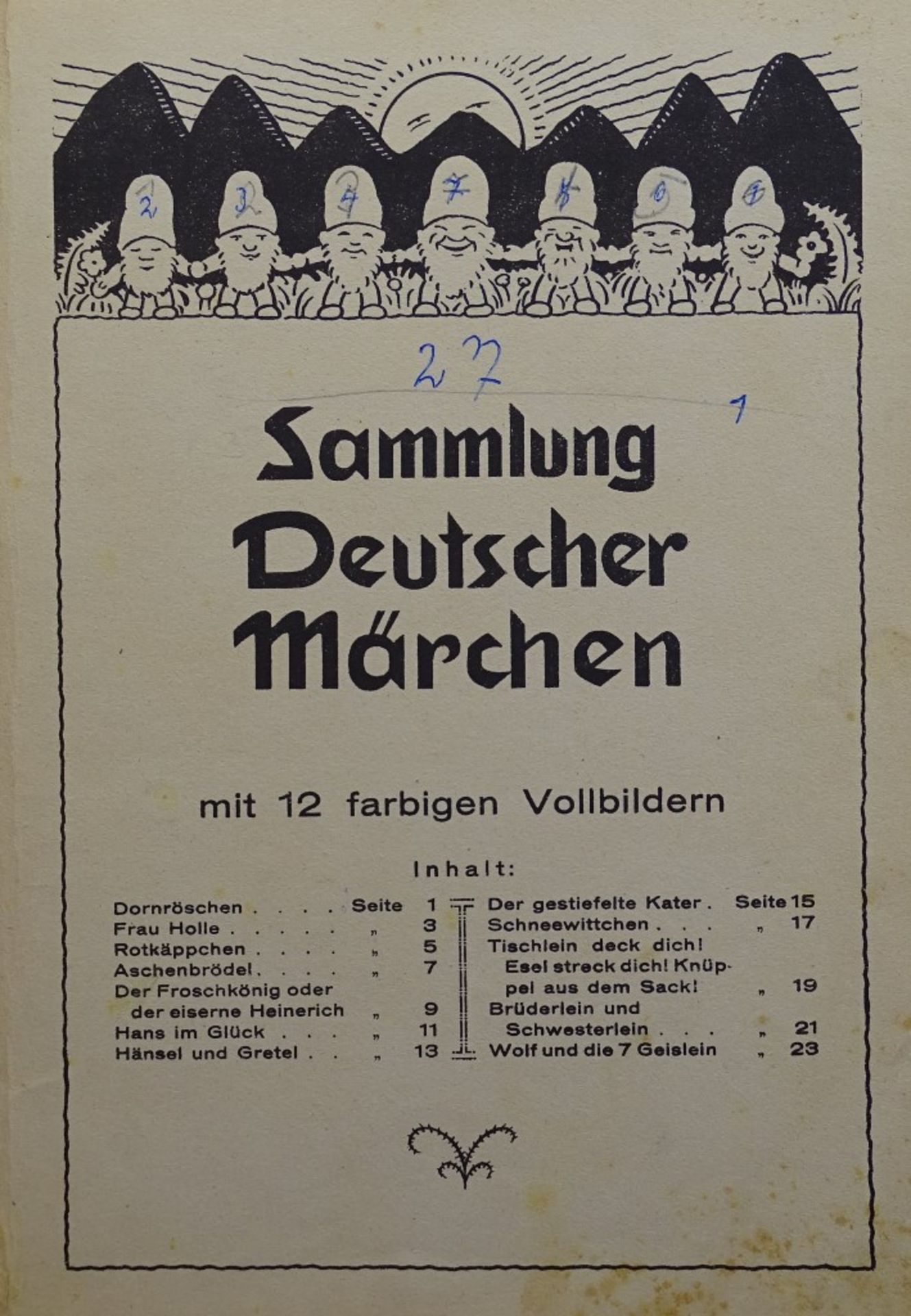 "Sammlung Deutscher Märchen",mit 12 farbigen Vollbildern,193"""" - Image 2 of 5