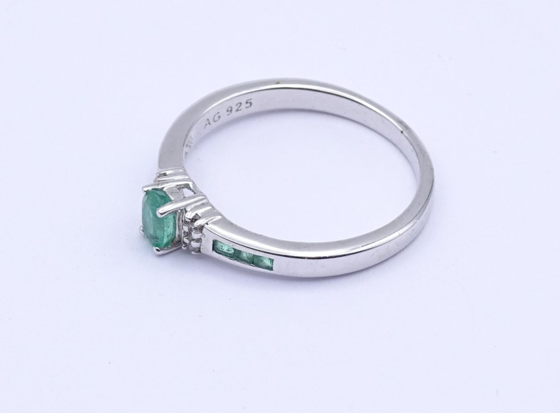 Smaragd Sterling Silber Ring 925/000, 3,4gr., RG 66"""" - Bild 2 aus 2