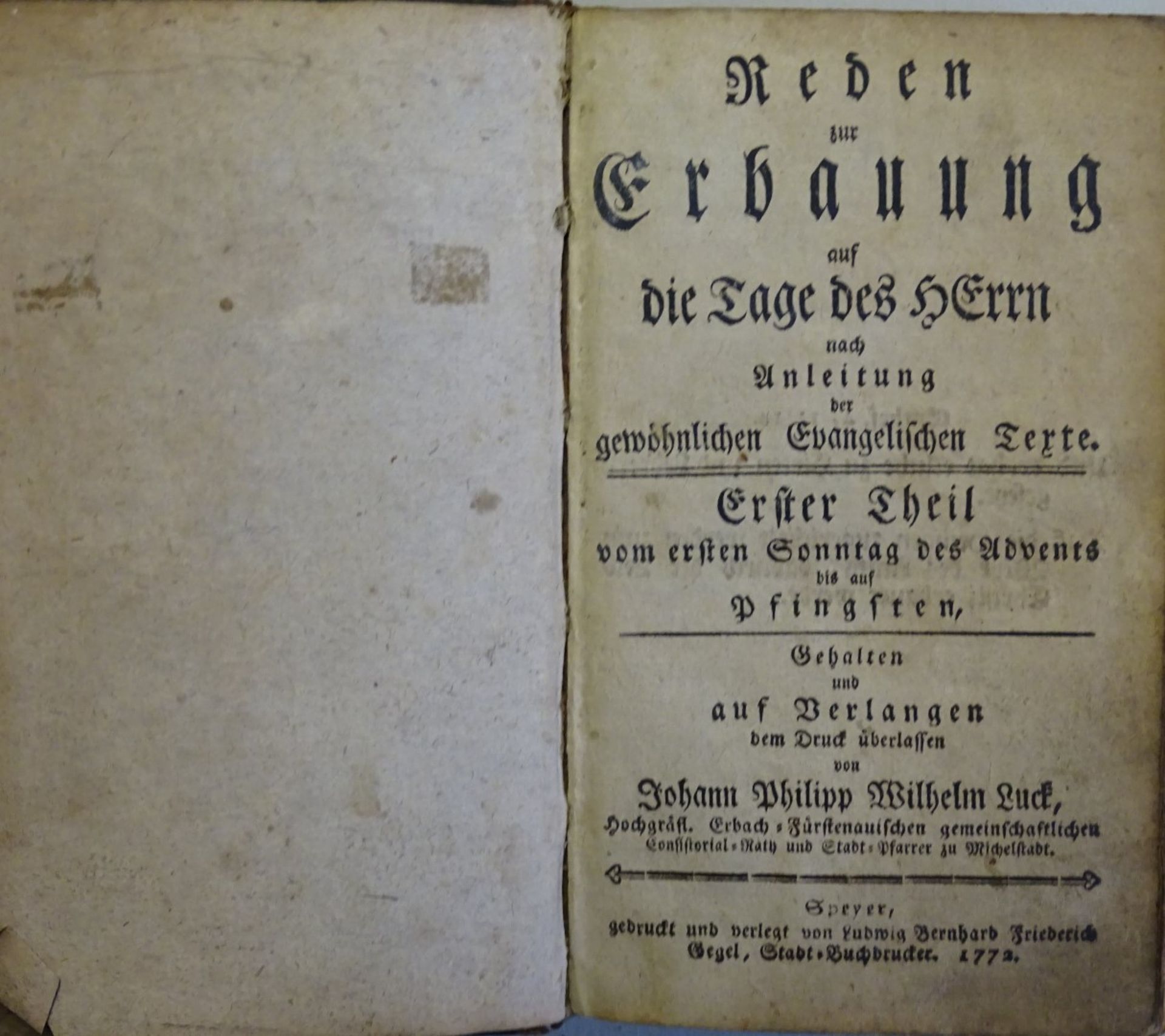 "Reden zur Erbauung auf die Tage des Herrn,Erster Theil , 1772" - Bild 2 aus 5