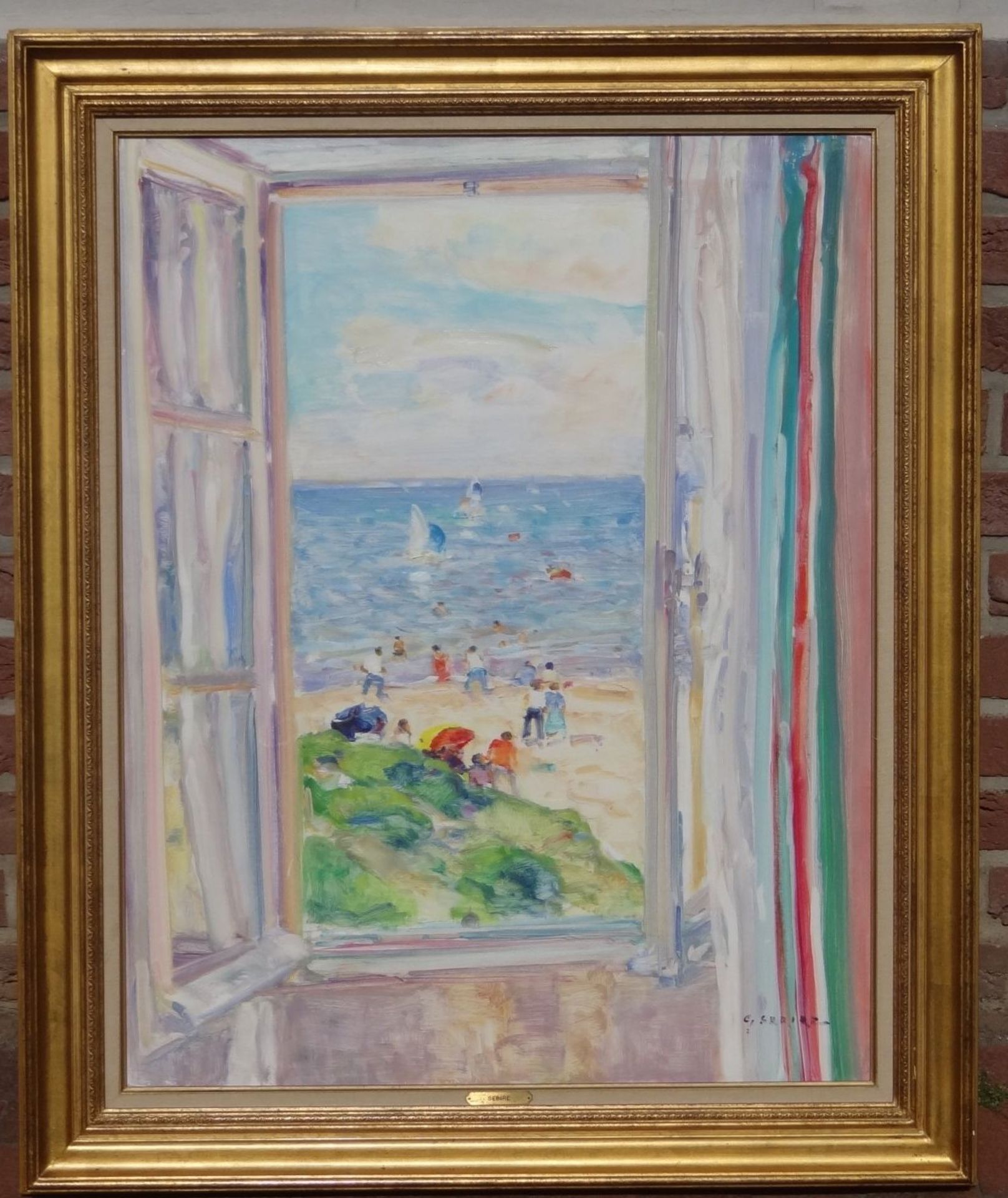 Gaston SEBIRE (1920-2001) "Blick aufs Meer", Öl/Leinen, gerahmt, RG 110x90 cm, verso frz.