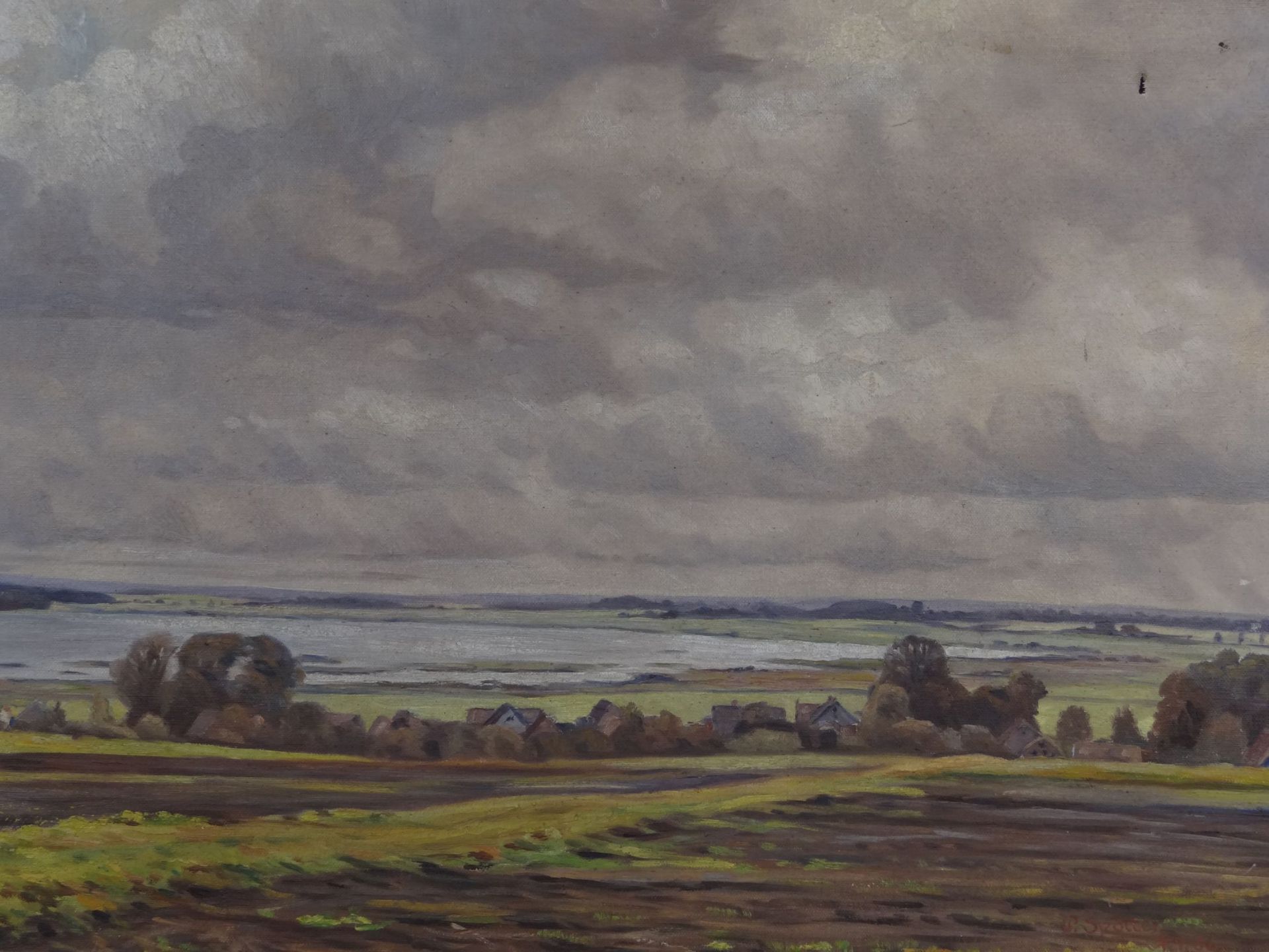 Paul SPÖTTER (c.1895-?), 1936 "norddt. Landschaft", Öl/Leinen, kl. Loch, 45x60 - Image 2 of 5