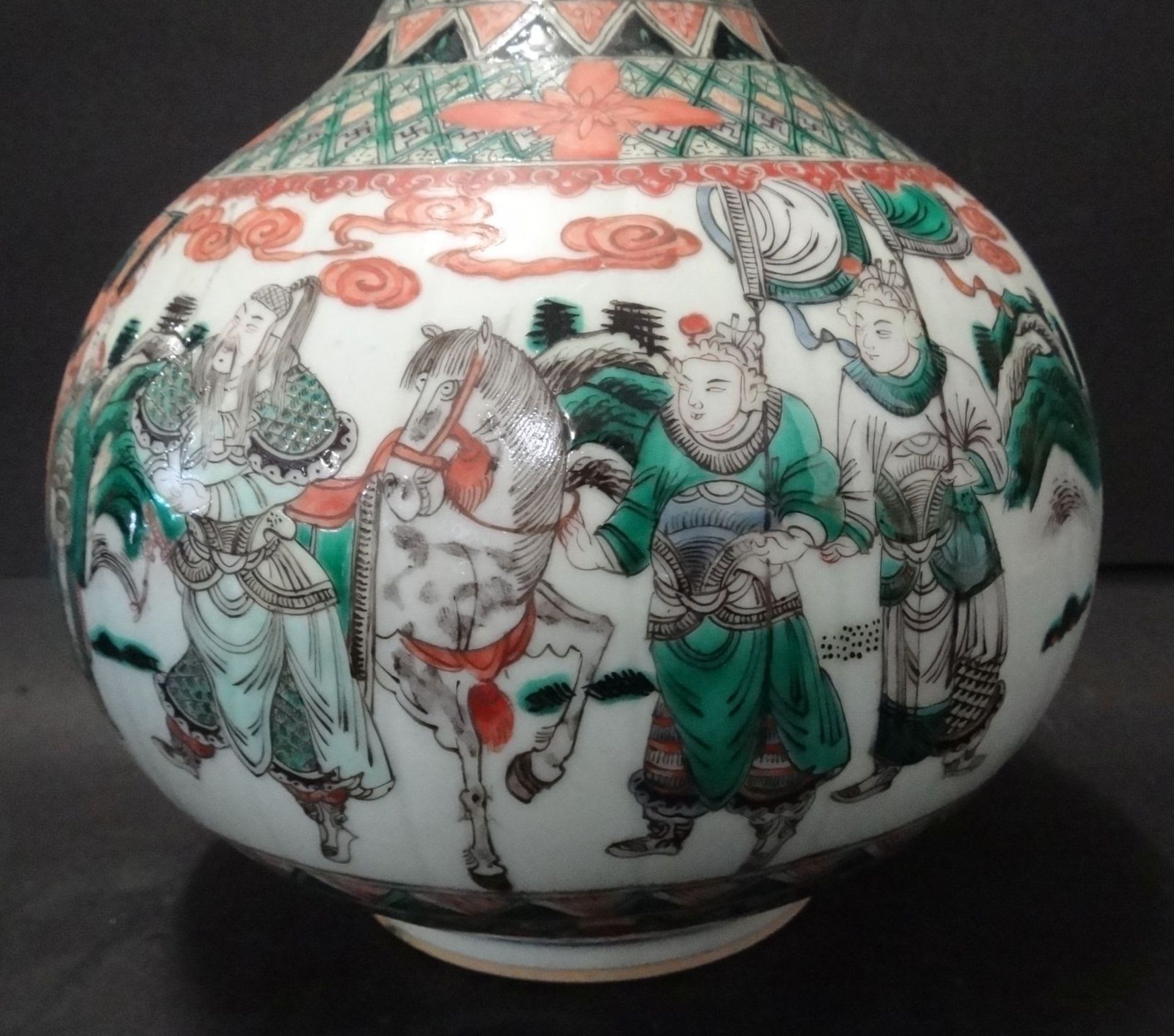 gr. Kürbisvase, China, umlaufend figürliches Dekor, guter Zustand, H-31 cm, D-20"""" - Bild 2 aus 7