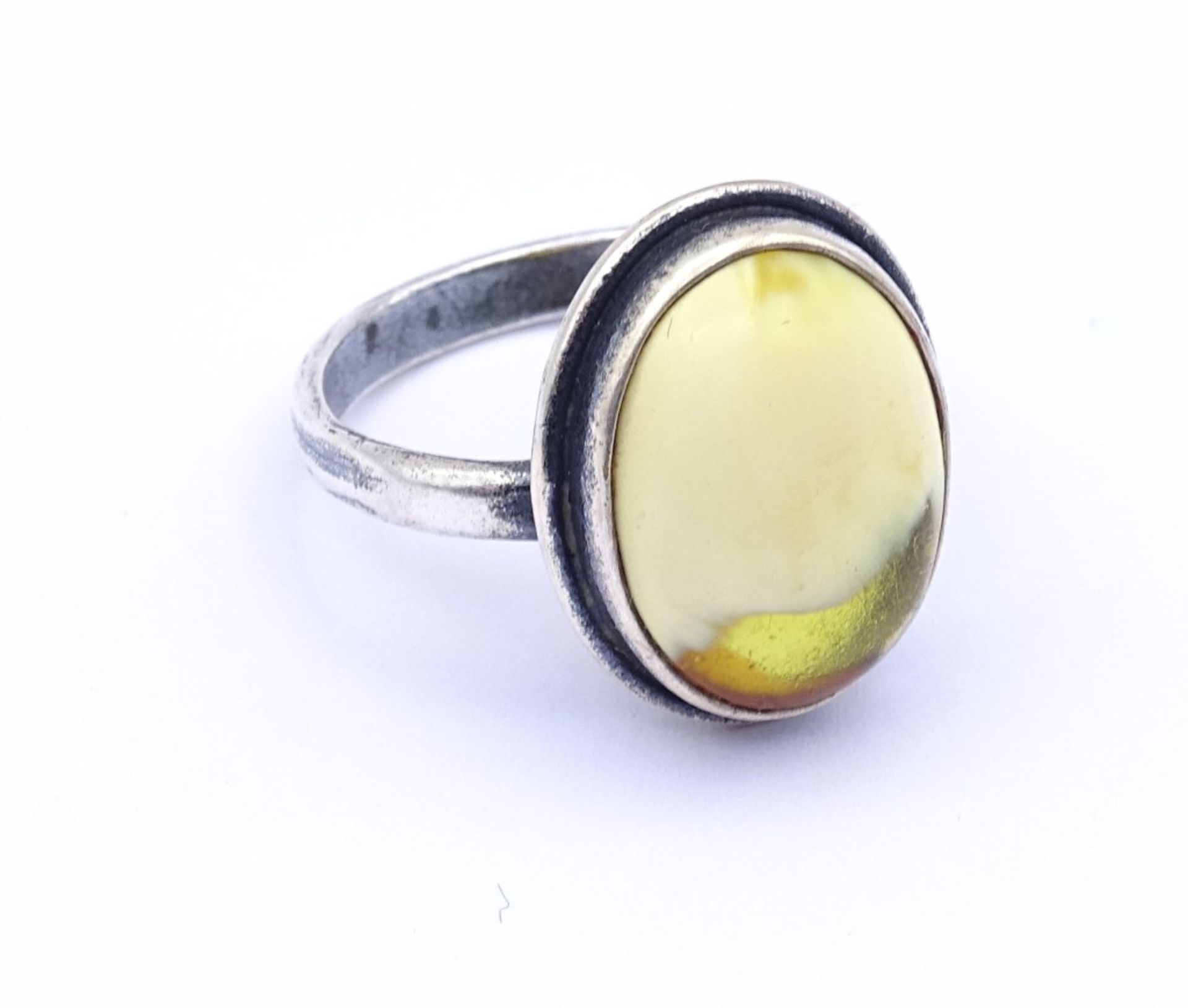 Silber Ring mit Bernstein Cabochon, 4,6gr.,RG 59 (Silber gepr.)"""" - Image 2 of 2