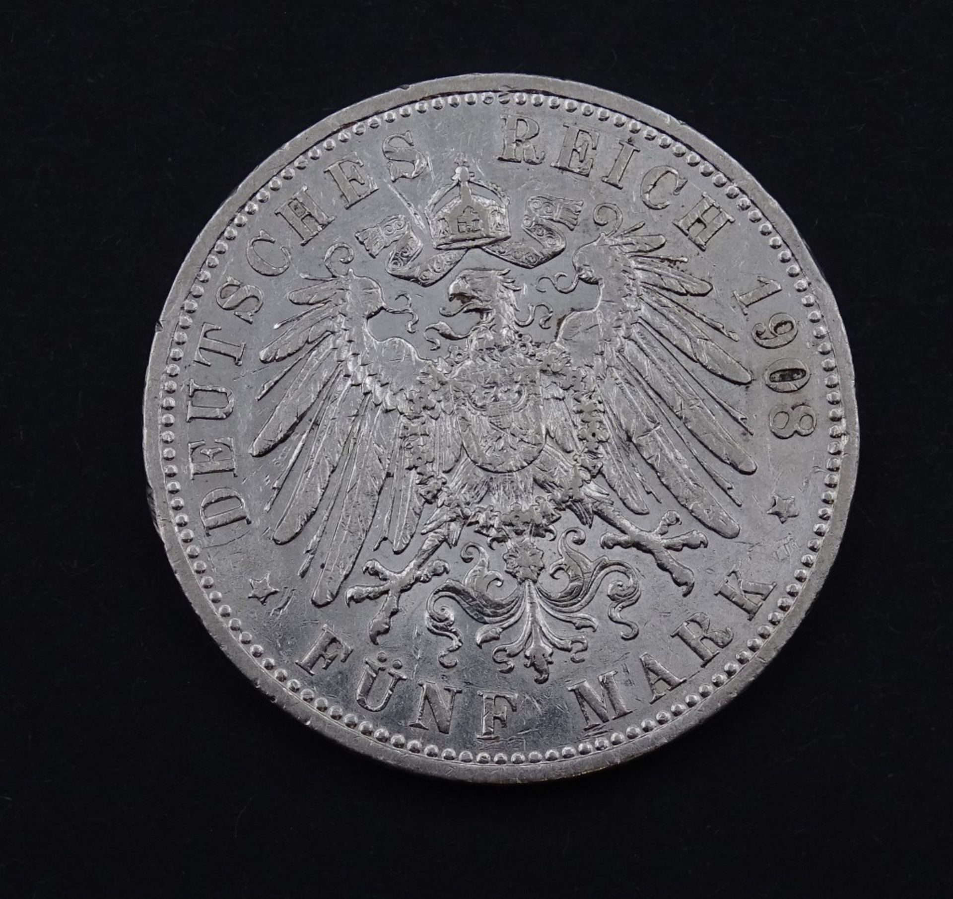 Fünf Mark 1908 A Deutsches Reich, Wilhelm II König von Preuss"""" - Bild 2 aus 2