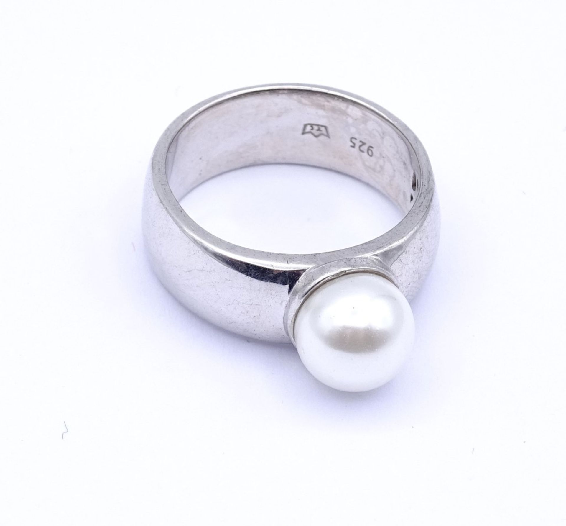 Sterling Silber Ring mit einer Perle, 8,1gr., RG 60""""