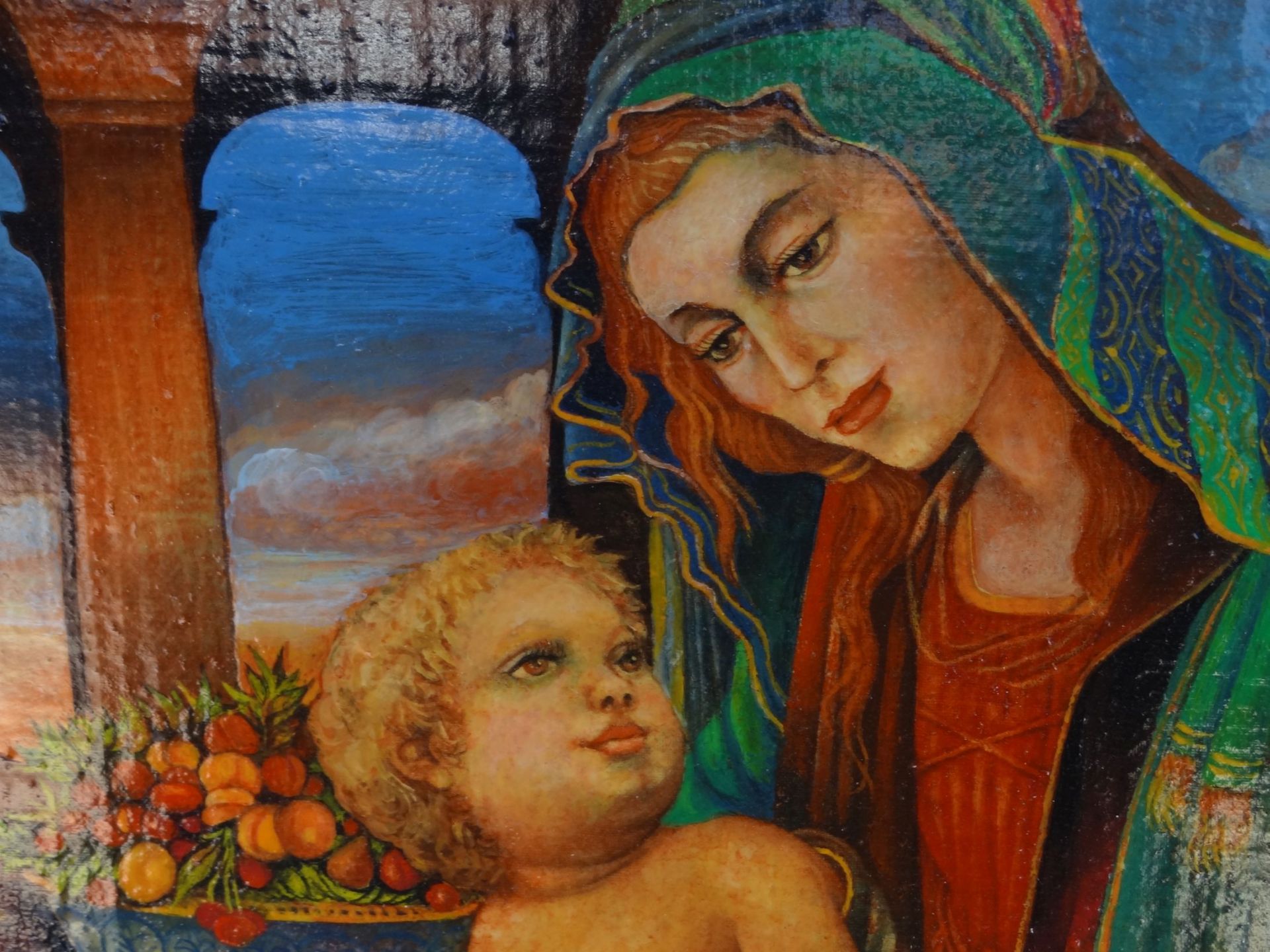 G.A. Vogt-Tamaroff, 1984 "Madonna mit Kind" Öl/Leinen, gerahmt, RG 64x56 c - Bild 5 aus 7