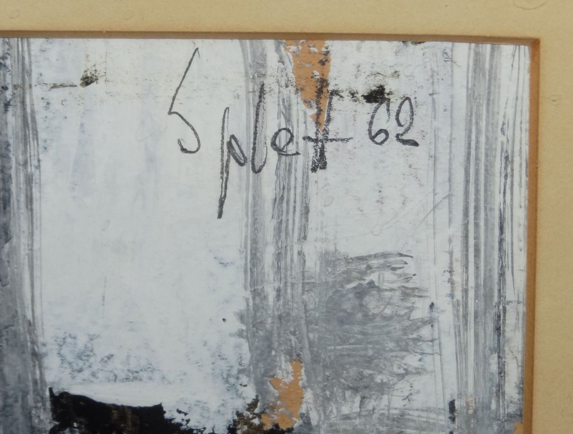 Splett, 1962, modernes Aquarell ohne Titel, ger/Glas, RG 58x46 cm, Glas in Ecke gerissen, - Bild 4 aus 4
