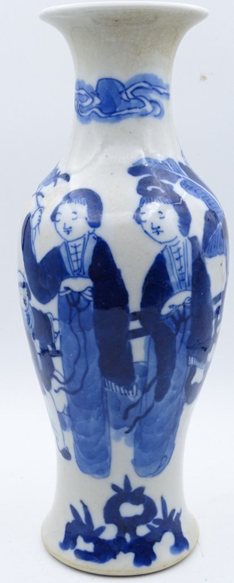 Porzellan Vase, China/Japan mit Blaumalerei,im Boden beschriftet,H-25,5cm - Bild 2 aus 6